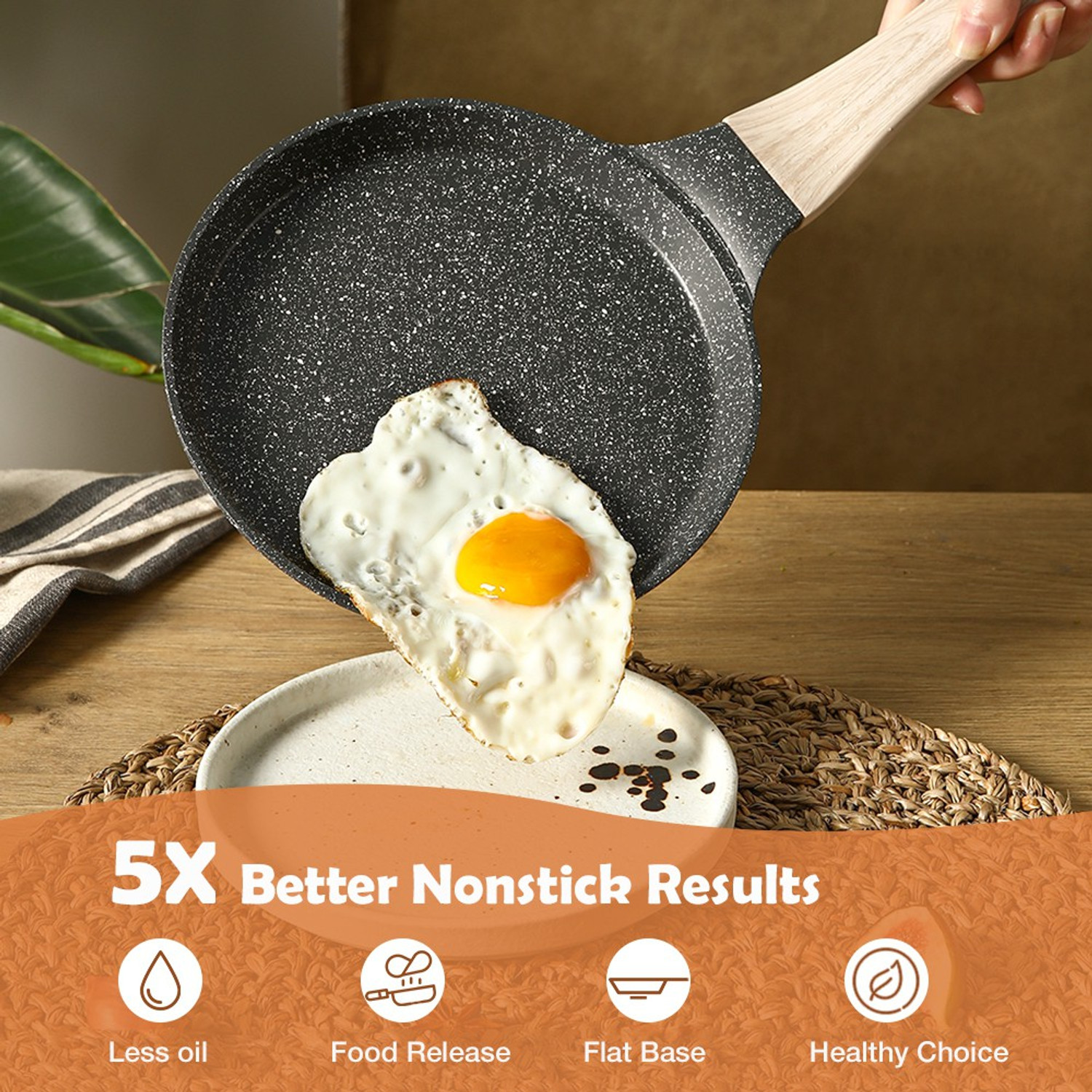 Image of CaROTE Granite Non Stick Flat Dosa Tawa, 20cm Induction Roti Tawa, Black, Tawa 20 cm diameter (Stoneware, Non-stick, Induction Bottom)