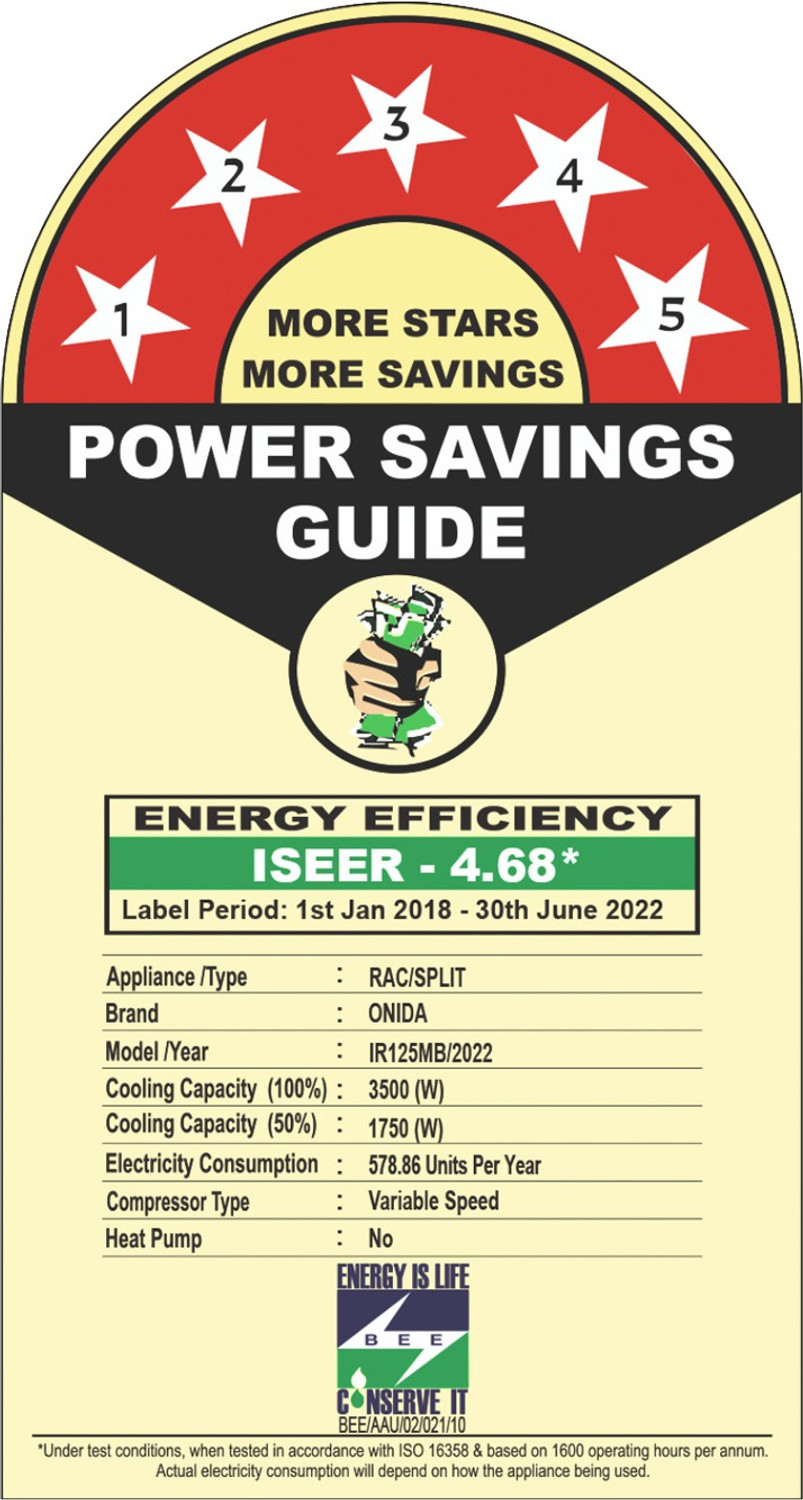 Image of ONIDA 1 Ton 5 Star Split Inverter AC - White (IR125MB, Copper Condenser)