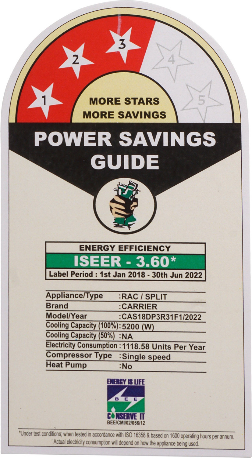 Image of CARRIER 2022 Model 1.5 Ton 3 Star Split AC
