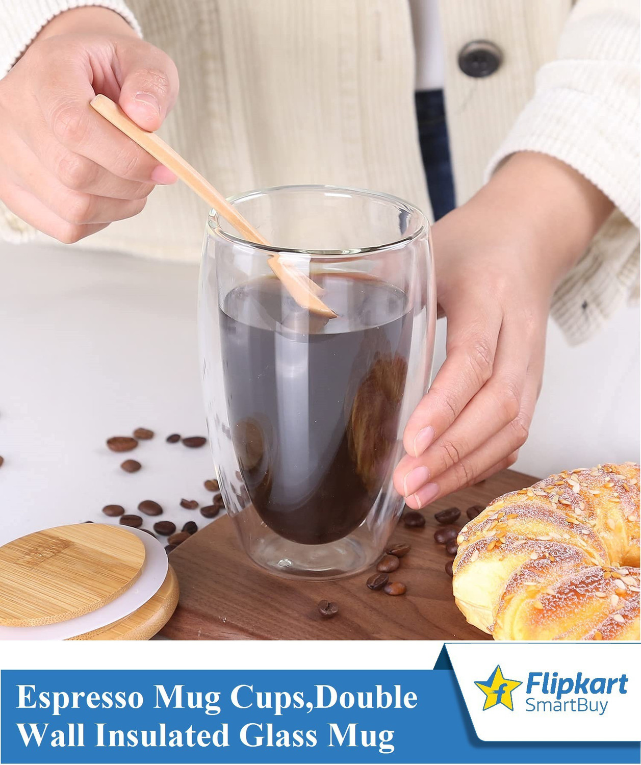 Image of Flipkart SmartBuy Double-Wall Insulate Glass, Clear, Set of 2 Glass Coffee Mug