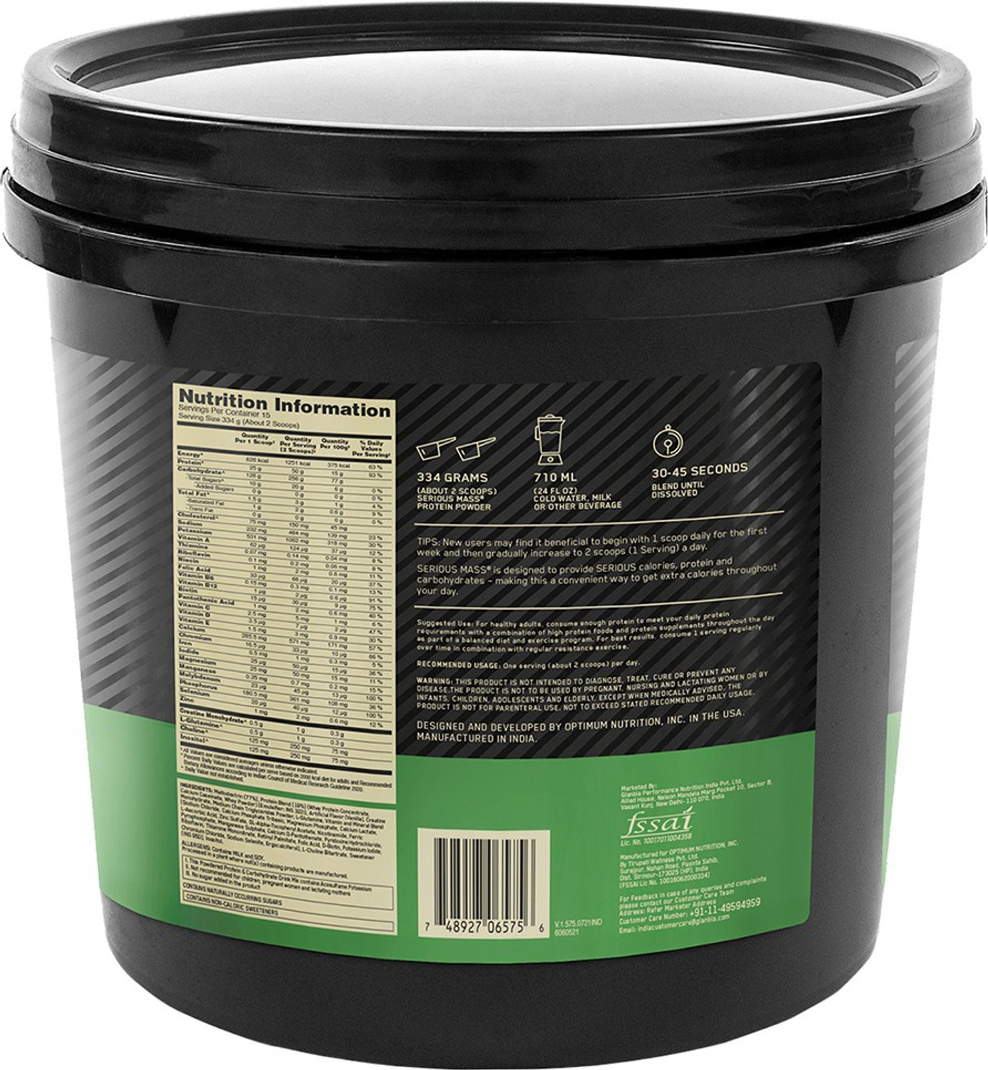 Image of Optimum Nutrition (ON) Serious High Protein Weight / Mass Gainers with Vitamins,Minerals& Creatine Weight Gainers /Mass Gainers