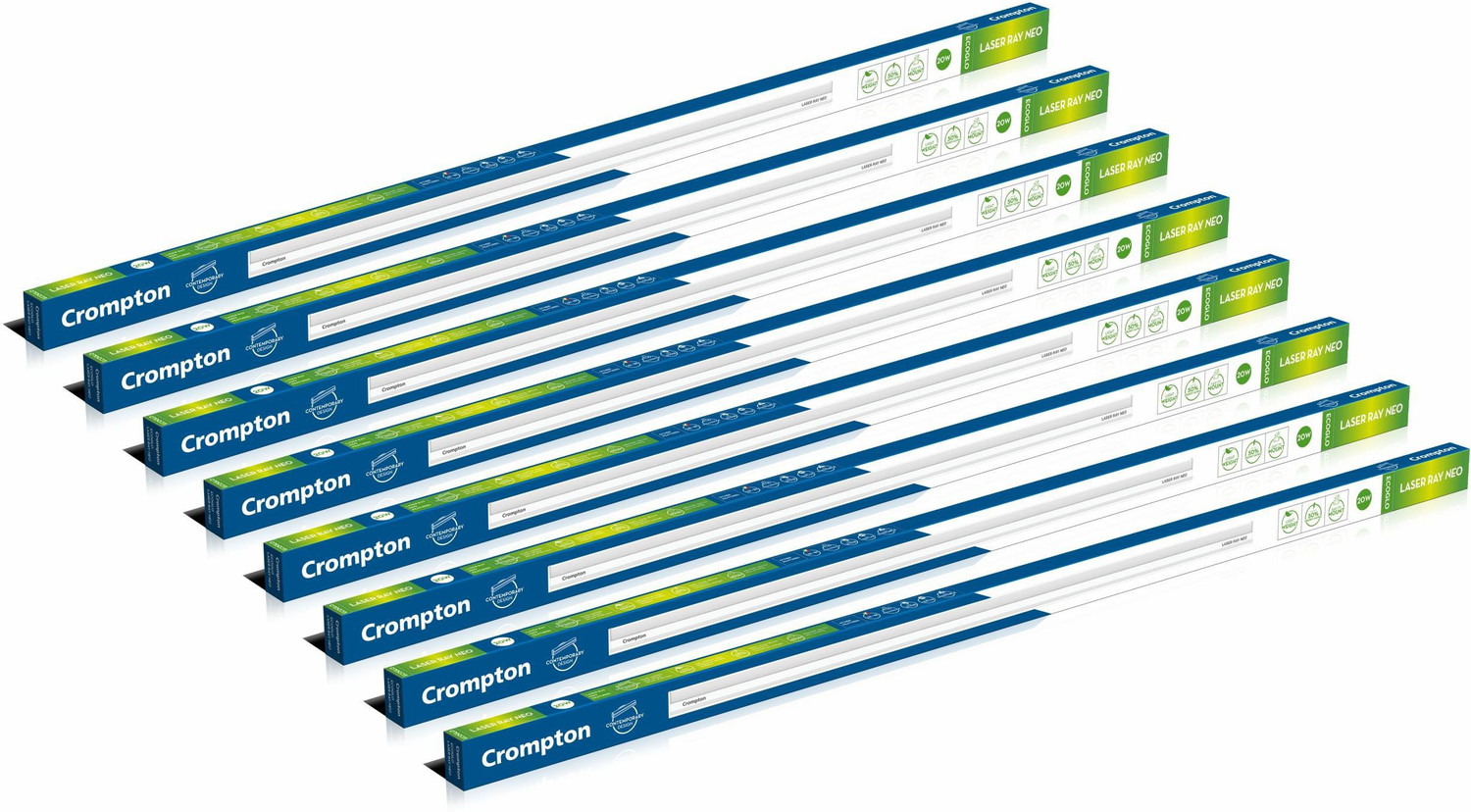 Image of Crompton Laser Ray Neo 20W 20 W 121 cm Tube Light (White, Pack of 8)