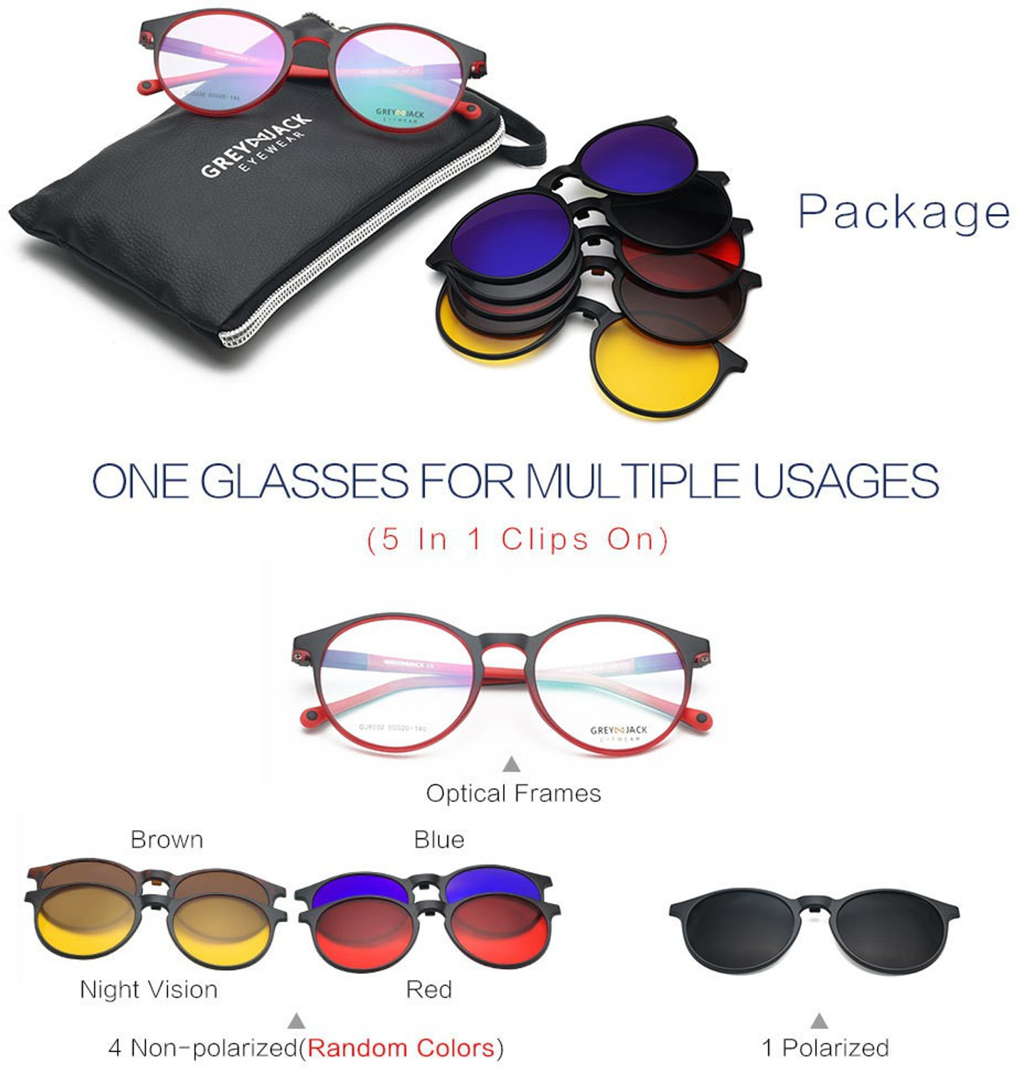 Image of Grey Jack UV Protection Round Sunglasses (Free Size) (For Men & Women, Clear, Brown)