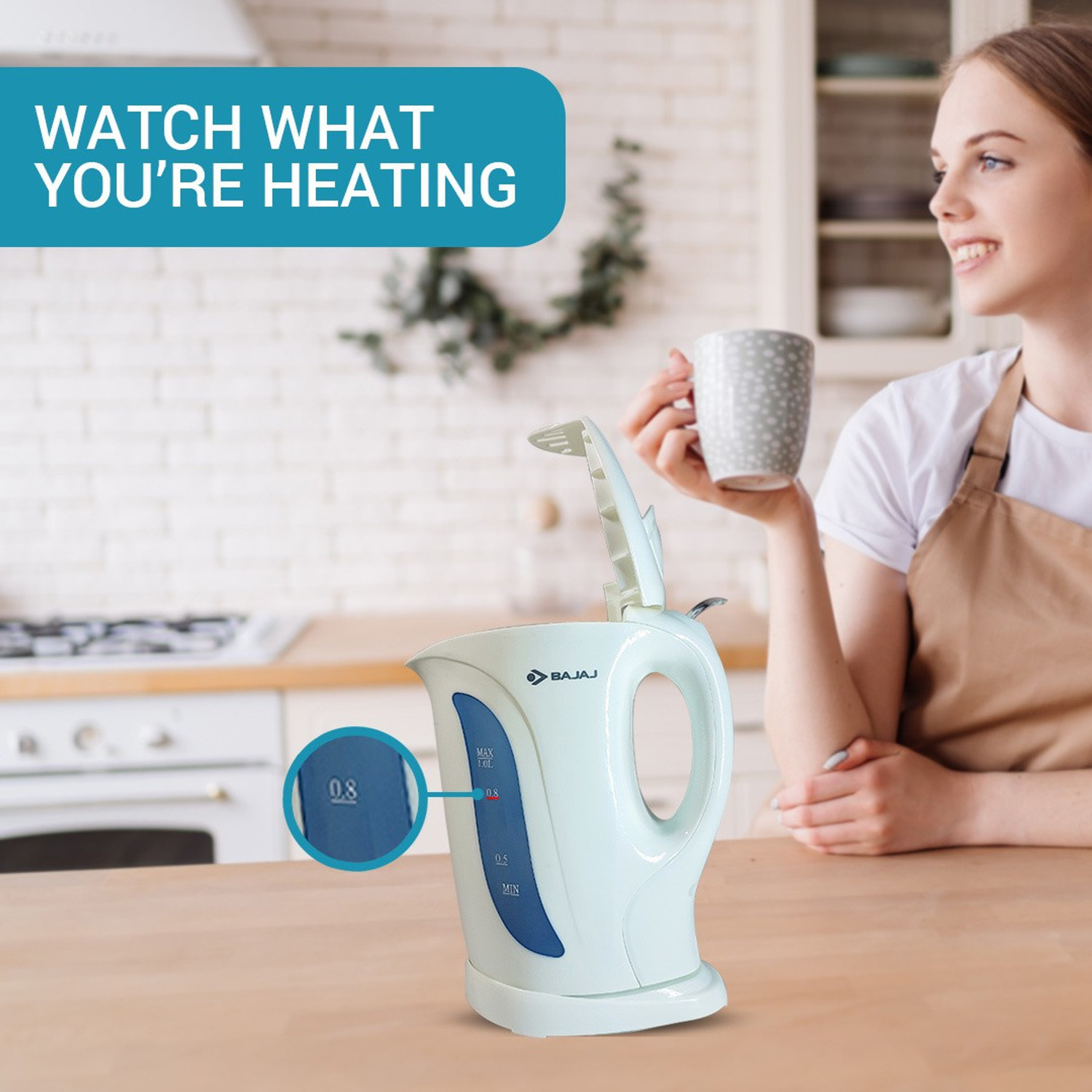 Image of BAJAJ Cordless Non Strix Kettle 1200 W 1 Litre (420013) Electric Kettle