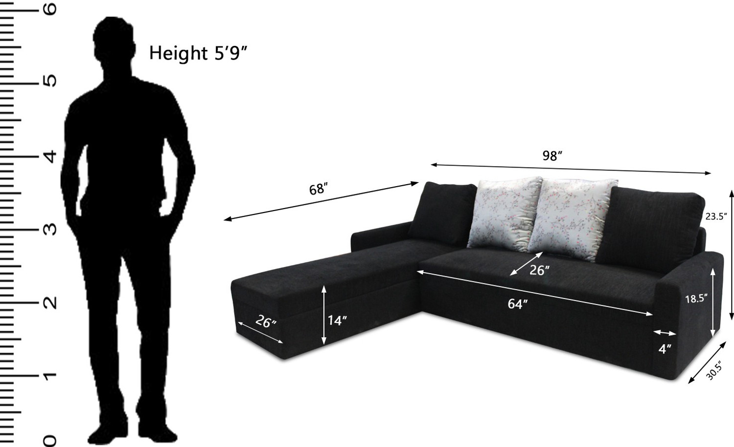 Image of Flipkart Perfect Homes Porto L Shape Fabric 6 Seater Sofa