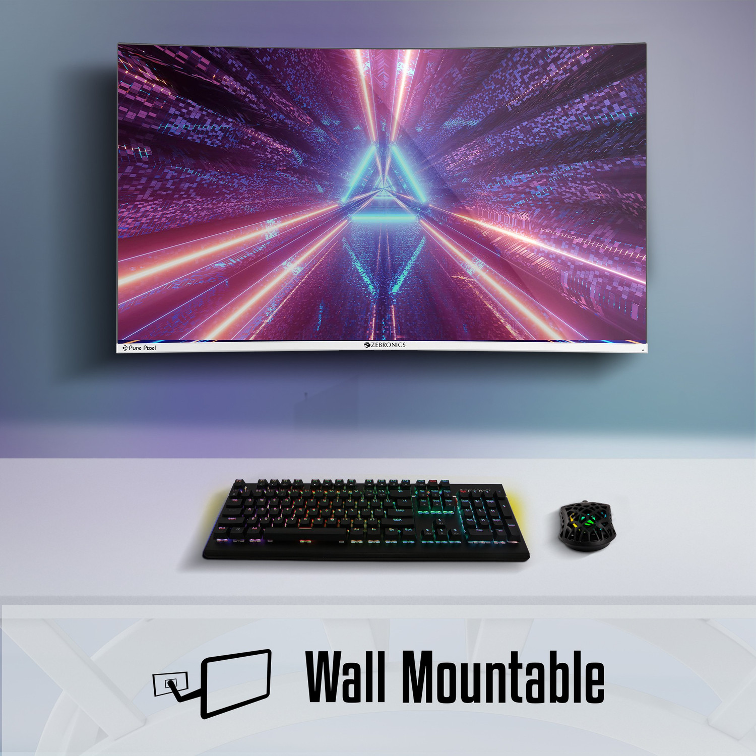 Image of ZEBRONICS 81.28 cm (32 inch) Curved Full HD VA Panel 80 cm, Wall Mountable, Slim Gaming Monitor (ZEB-AC32FHD LED)