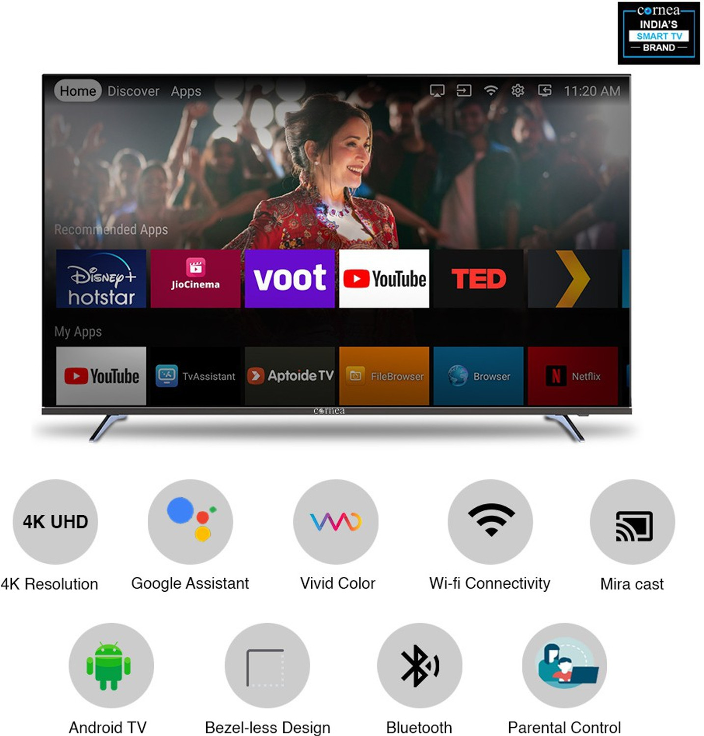 Image of CORNEA Bezelless 127 cm (50 inch) Ultra HD (4K) LED Smart Android TV