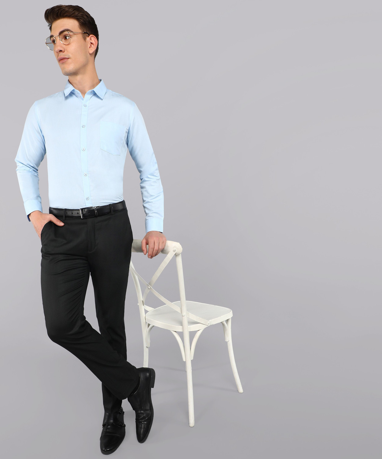Image of METRONAUT by Flipkart Men Solid Formal Blue Shirt