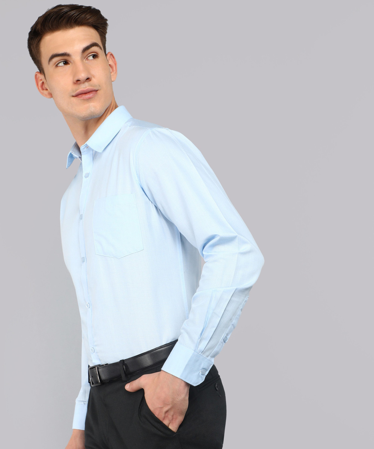 Image of METRONAUT by Flipkart Men Solid Formal Blue Shirt
