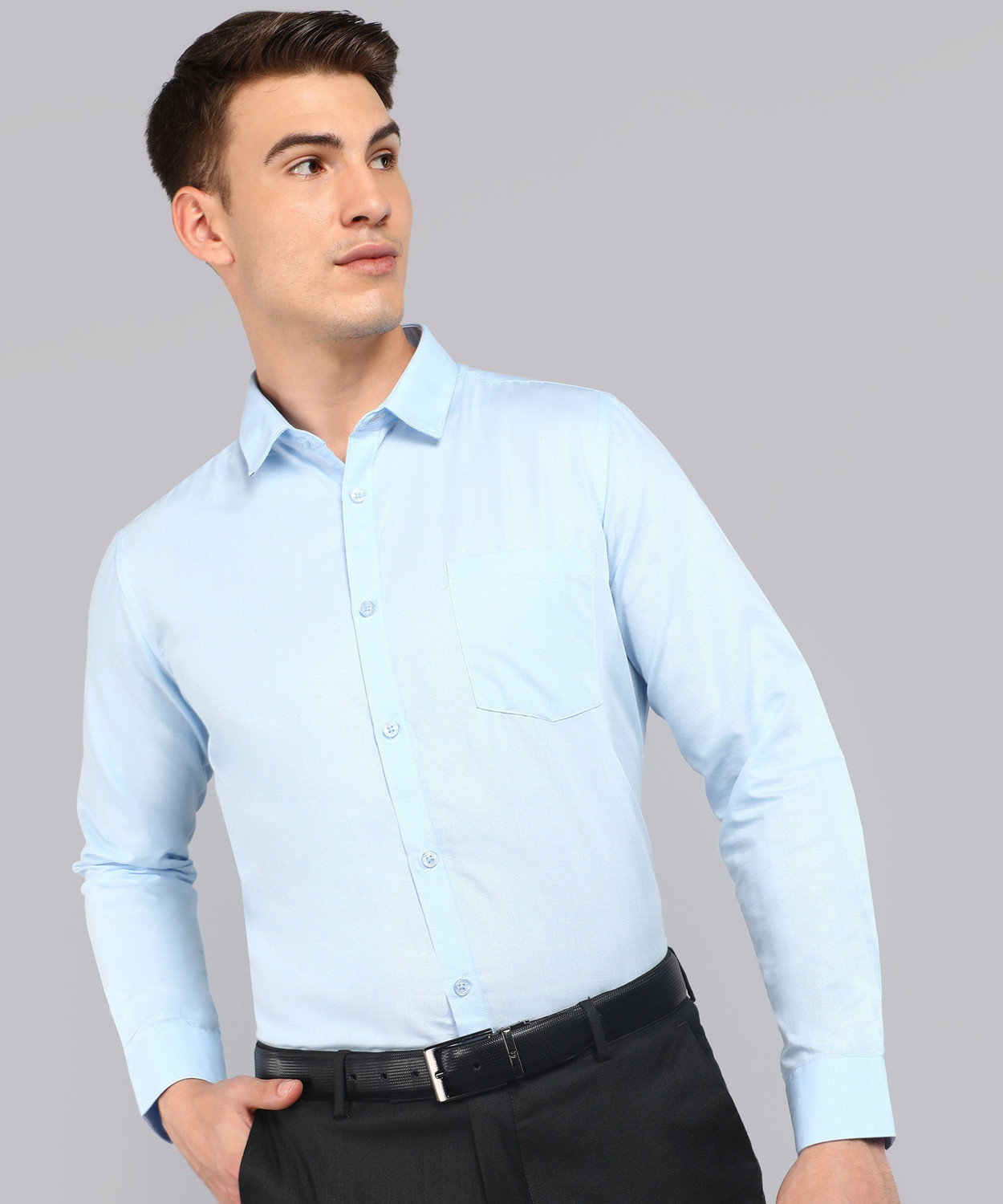 Image of METRONAUT by Flipkart Men Solid Formal Blue Shirt