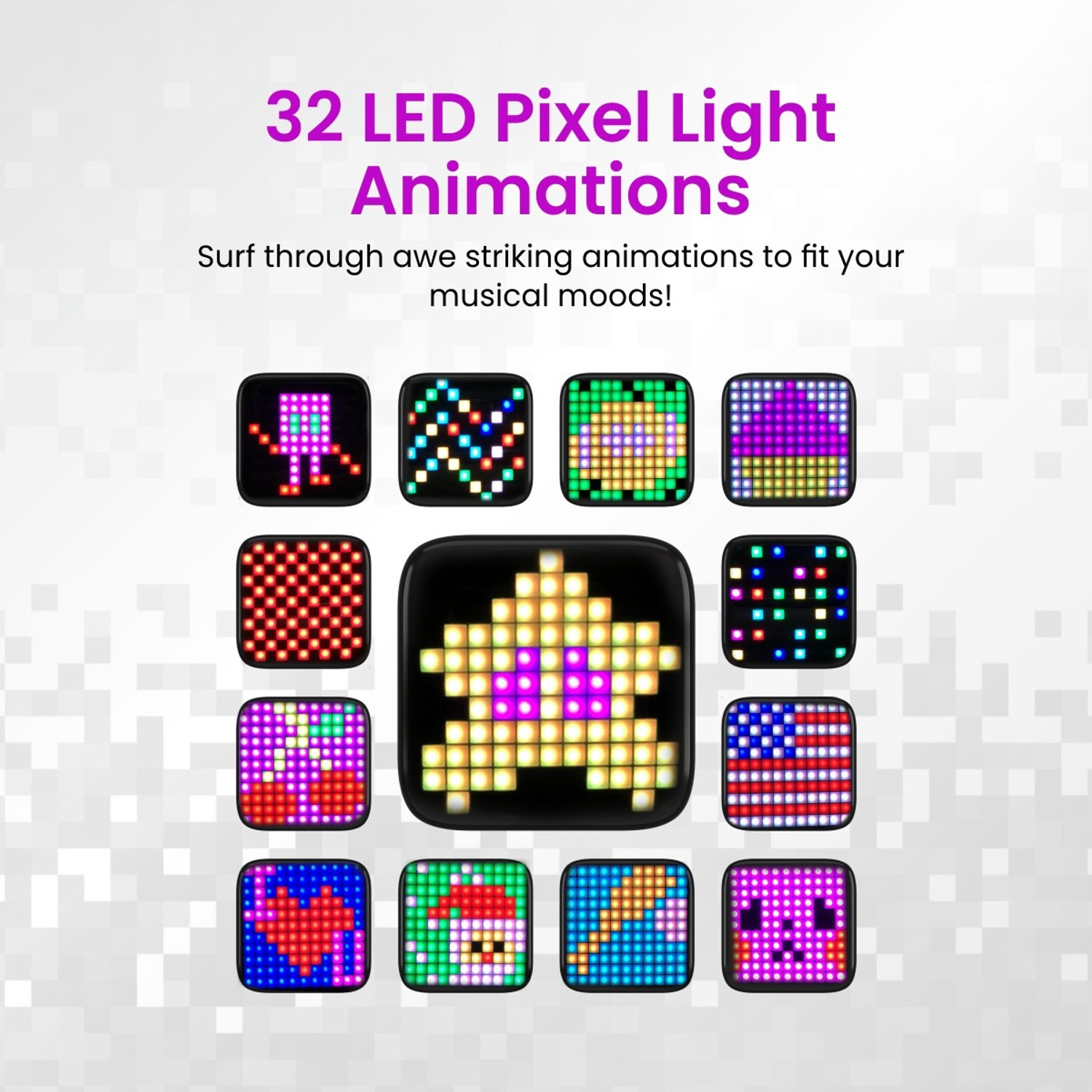 Portronics Pixel with 32 LED Display Animations 8 W Bluetooth Speaker ...