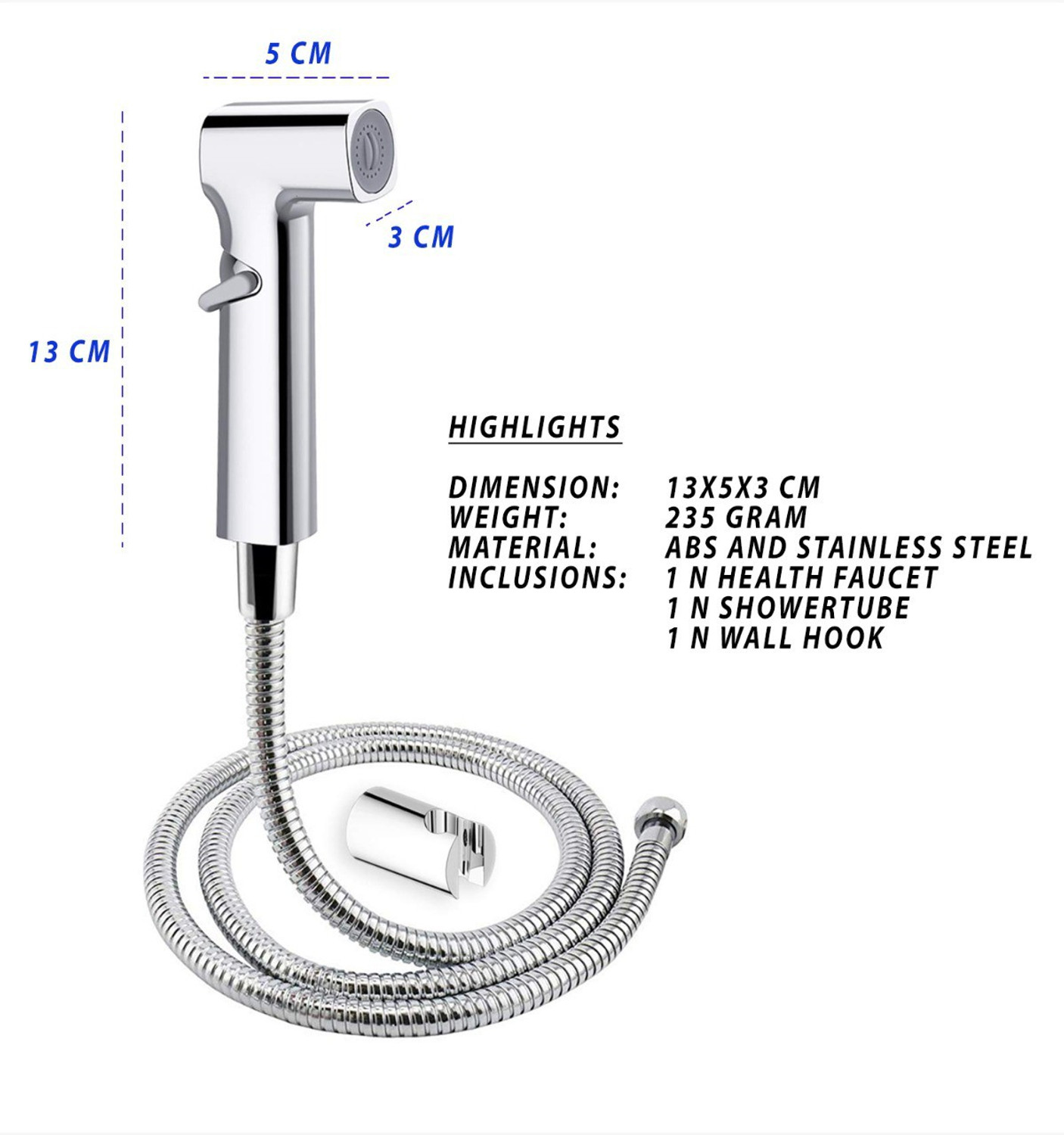 Image of Flipkart SmartBuy FKSB-HF13 Parrot ABS Health Faucet with SS-304 Grade 1 Meter Flexible Hose Pipe Health Faucet