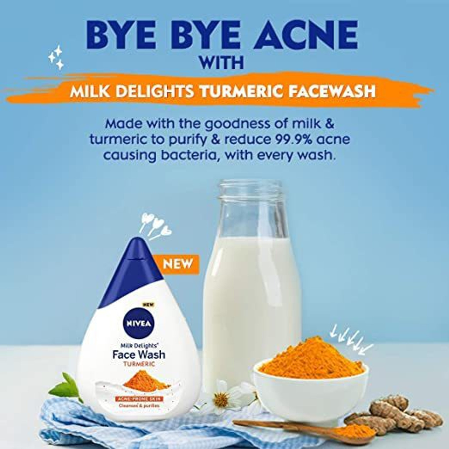 Image of NIVEA MILK DELIGHT ACNE PRONE SKIN TURMERIC FACE WASH 100 ML X 1 Face Wash
