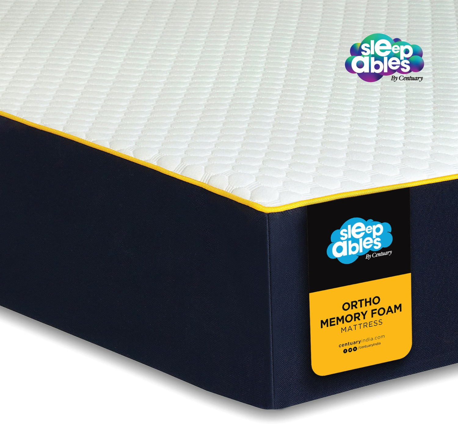 Image of Centuary Ortho-Sleepables, Memory Foam, Medium firm support 8 inch Queen High Resilience (HR) Foam Mattress