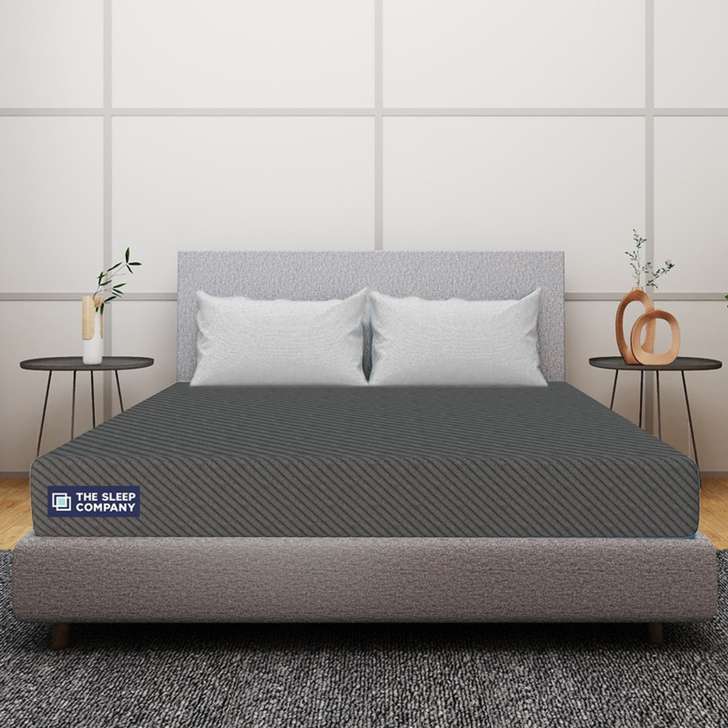 Image of The Sleep Company SmartGRID Ortho Grey - AIHA Certified Medium Firm feel for Back Pain Relief| 8 inch Queen High Density (HD) Foam Mattress