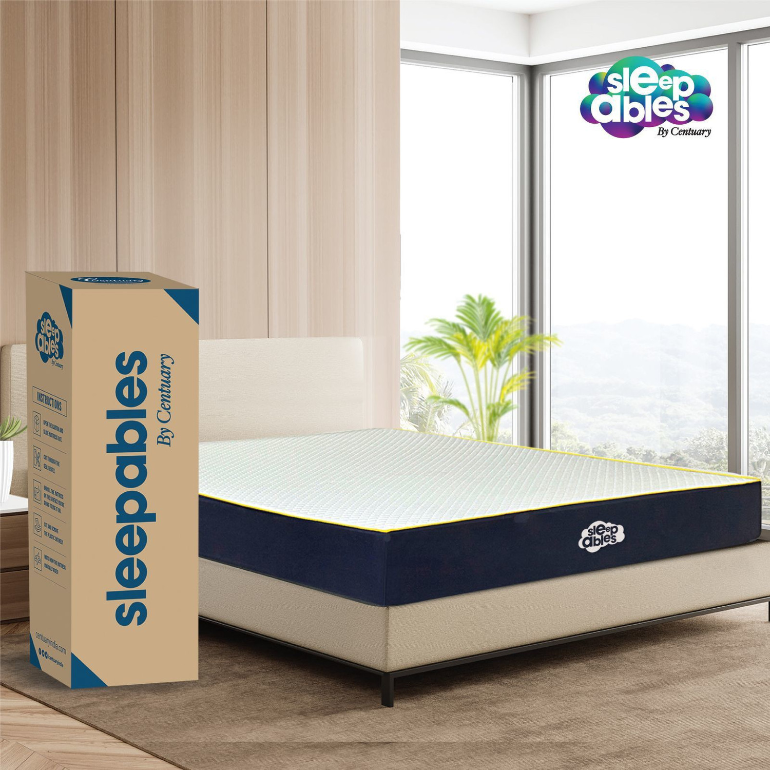 Image of Centuary Ortho-Sleepables, Memory Foam, Medium firm support 8 inch Single High Resilience (HR) Foam Mattress