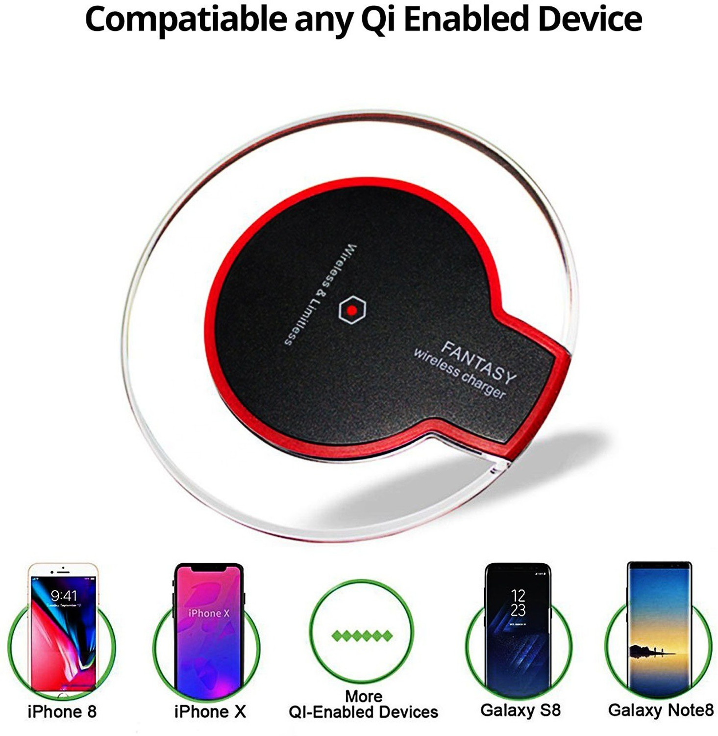 Image of nxntron Wireless Qi Charging PAD for ios, Sam Galxy S6 /S7,S6 /S7 Edge,Note4 /5 Charging Pad