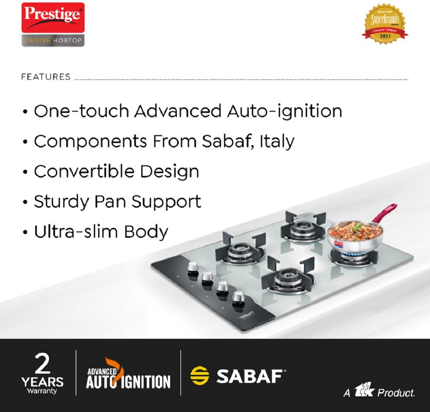 Image of Prestige Desire Hob Top PHTD 04 Al, Glass Automatic Hob