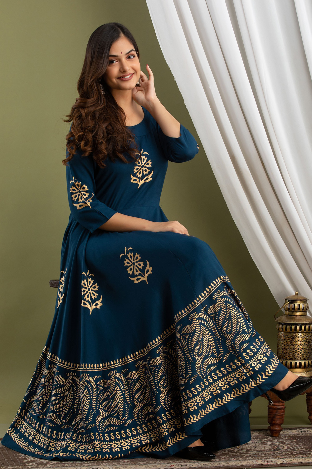 Image of Lee Moda Women Printed Flared Kurta