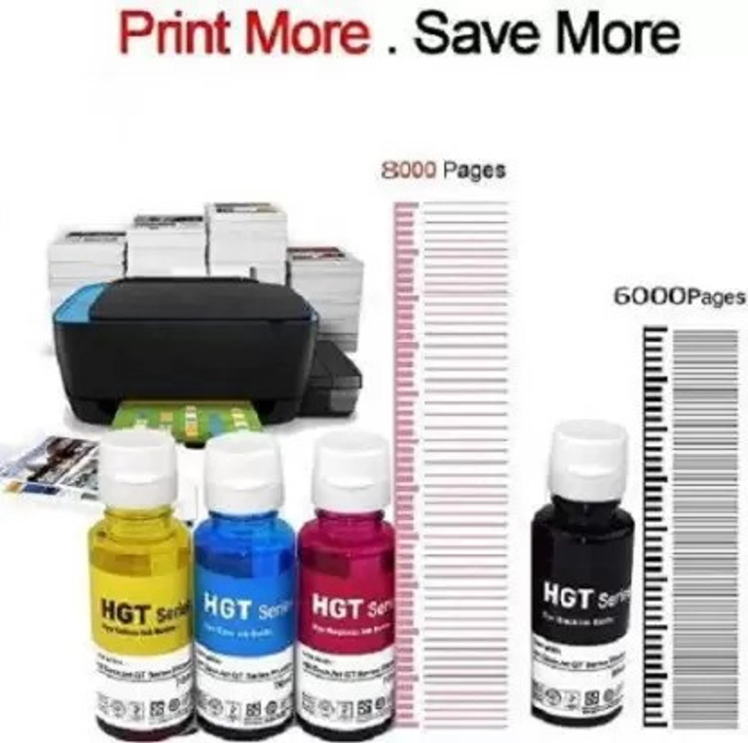 Image of Spherix Ink Tank 5810, 310, 315, 319, 410, 415, 419, GT5810, GT5820, GT5811, GT5821, Black + Tri Color Combo Pack Ink Bottle