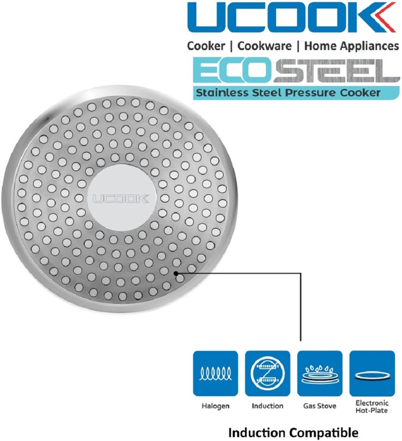 Image of UCOOK Eco 5 ltr Stainless steel inner lid presser cooker without seperator 5 L Inner Lid Induction Bottom Pressure Cooker