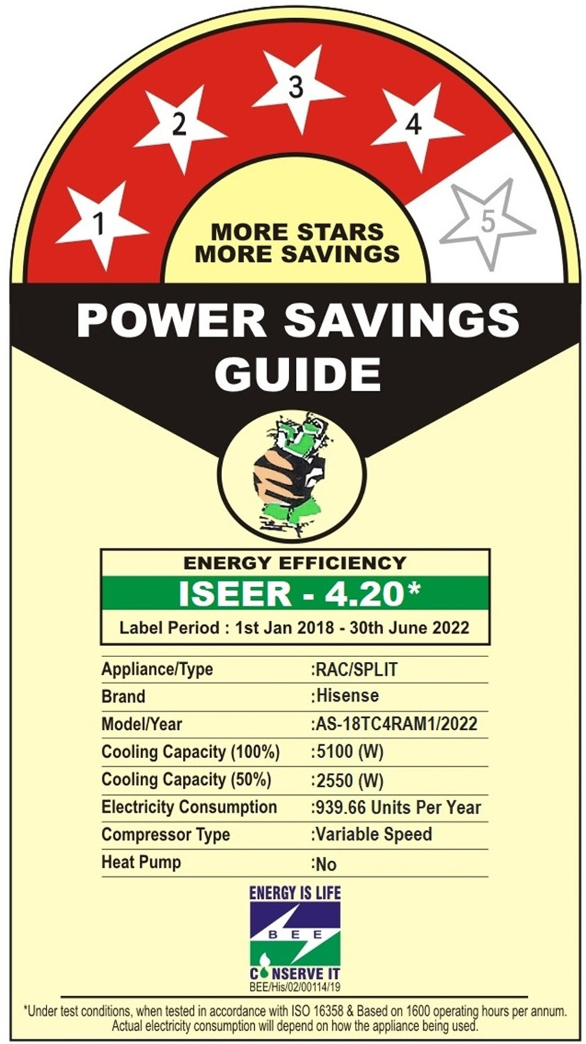 Image of Hisense 2022 Model 1.5 Ton 4 Star Split Inverter PM 2.5 Filter AC