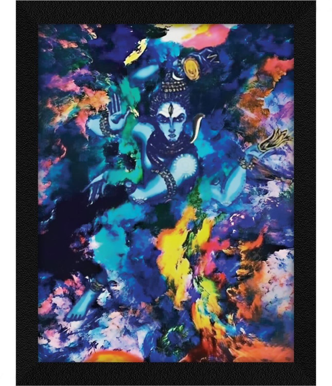 Image of Jitesh Arts Mahadev Dancing Colourful Psychedelic Bholey Nath Smiling Lucky Powerful Energy Digital Reprint 10.5 inch x 13.5 inch Painting