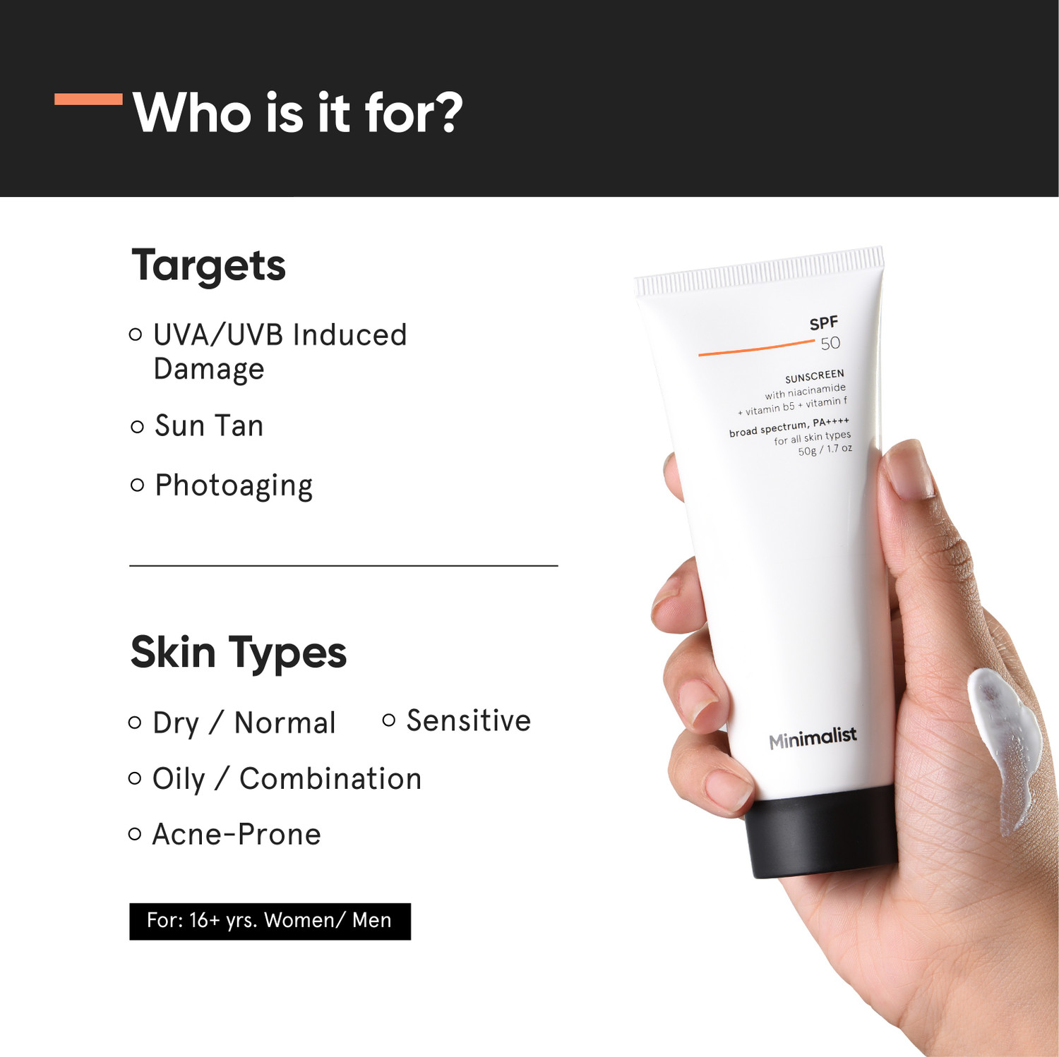 Image of Minimalist Sunscreen - SPF 50 PA++++ Lightweight Niacinamide Broad Spectrum SunCream |No White Cast |Men&Women