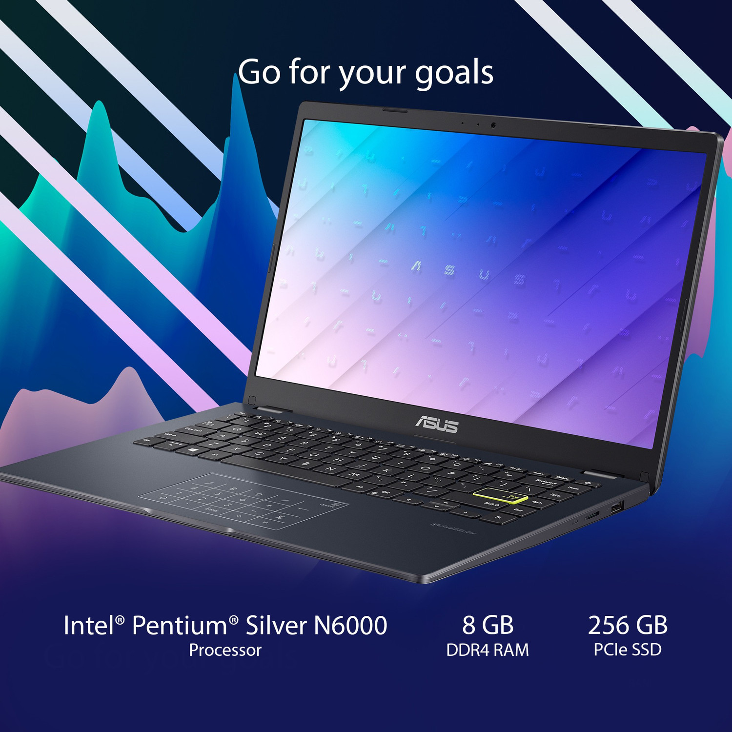 Image of ASUS EeeBook 14 with NumberPad Intel Pentium Silver N6000 - (8 GB /256 GB SSD /Windows 11 Home) E410KA-BV103WS Thin and Light Laptop