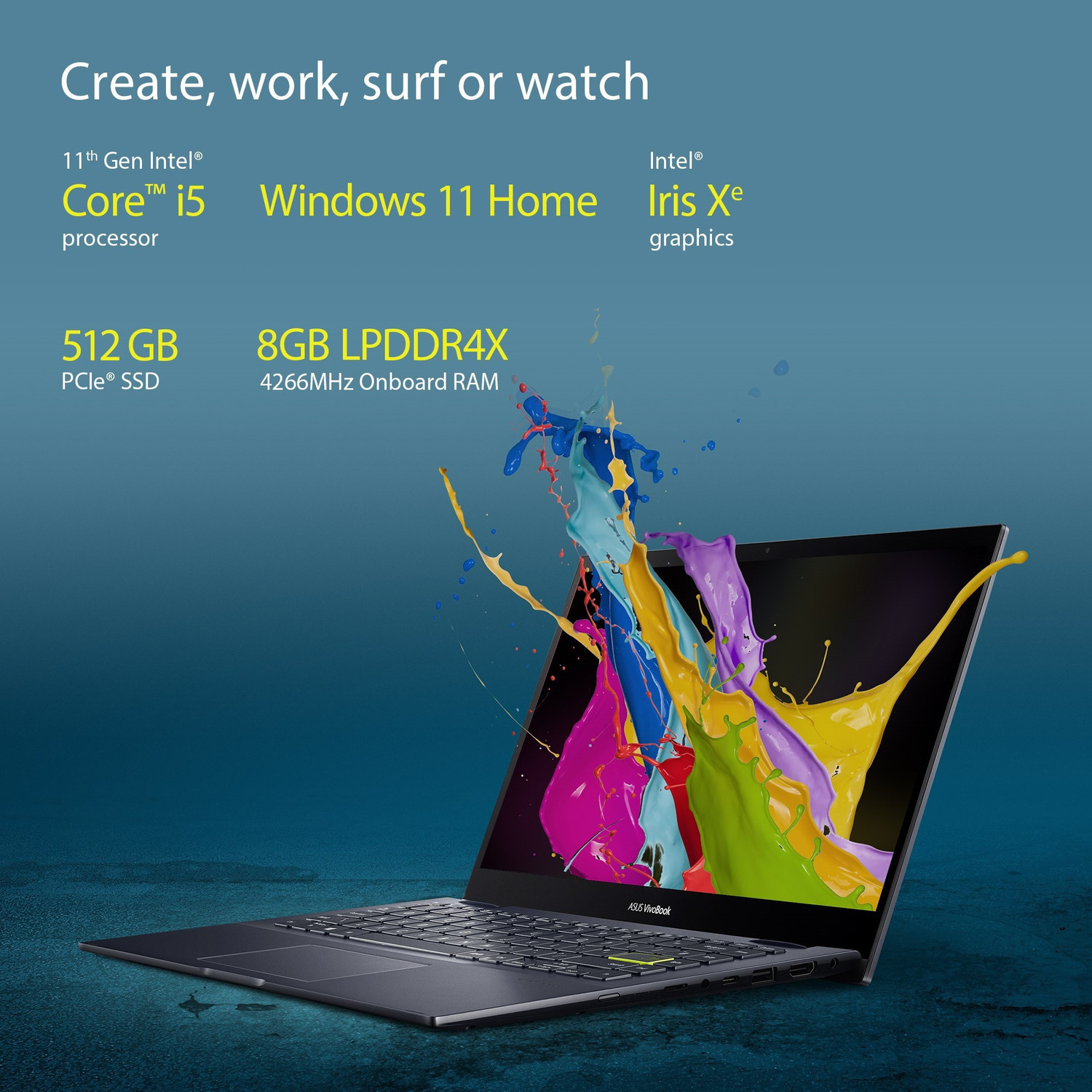 Image of ASUS VivoBook Flip 14 Intel Core i5 11th Gen 1135G7 - (8 GB /512 GB SSD /Windows 11 Home) TP470EA-EC512WS 2 in 1 Laptop