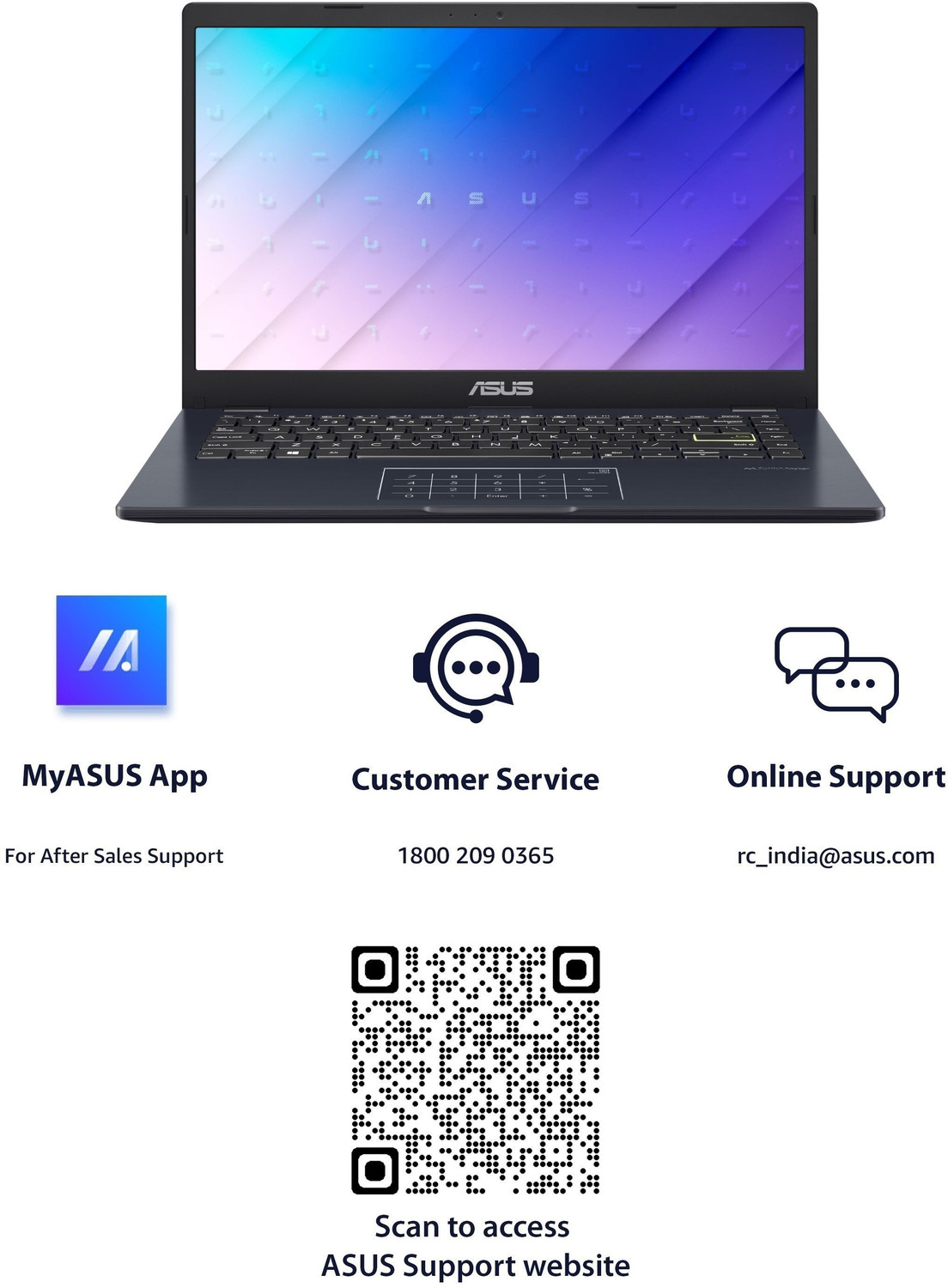 Image of ASUS EeeBook 14 with NumberPad Intel Pentium Silver N6000 - (8 GB /256 GB SSD /Windows 11 Home) E410KA-BV103WS Thin and Light Laptop