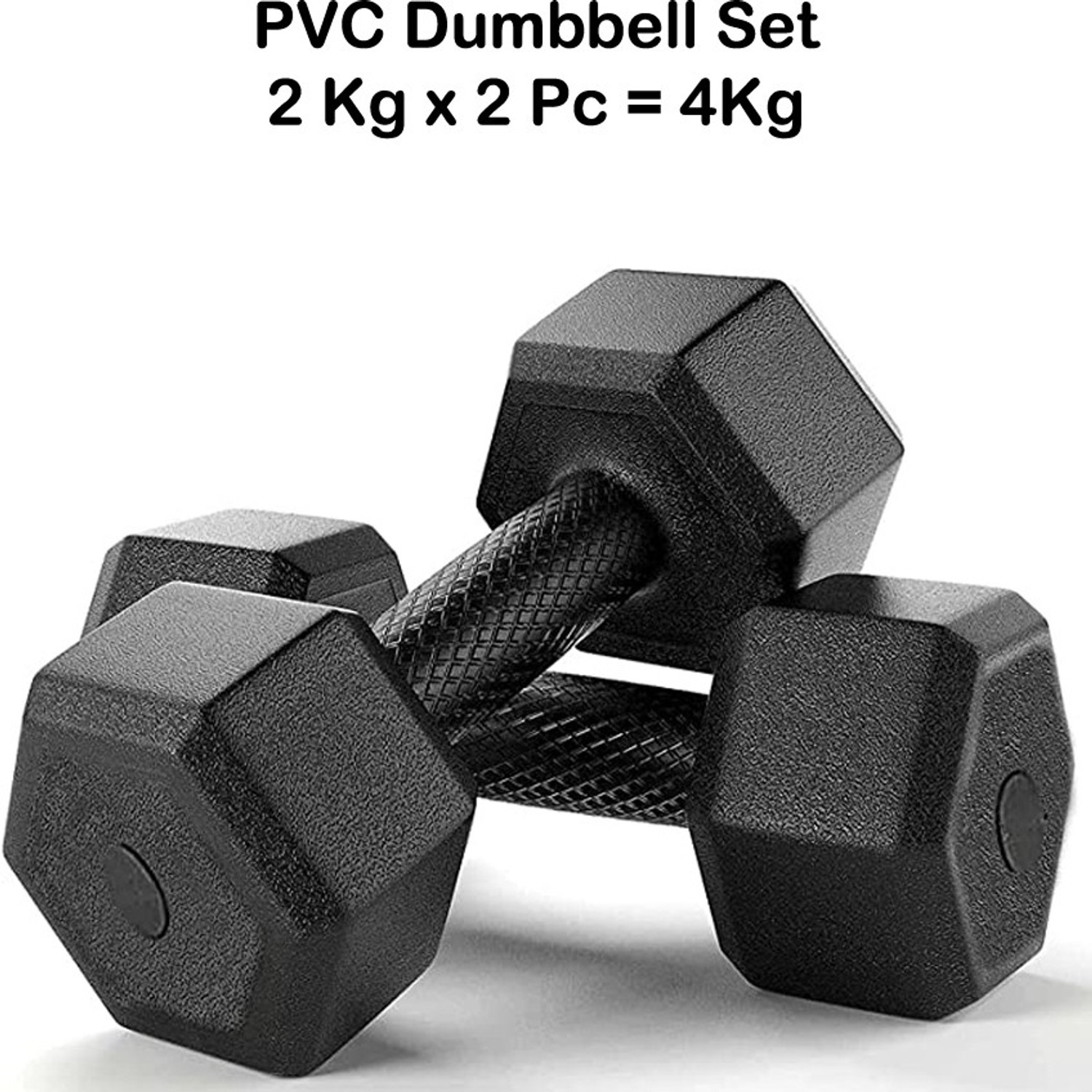 Image of STARX Hexa Dumbbells (2kg x 2) Black | Home Gym Fitness Weights Fixed Weight Dumbbell (4 kg)