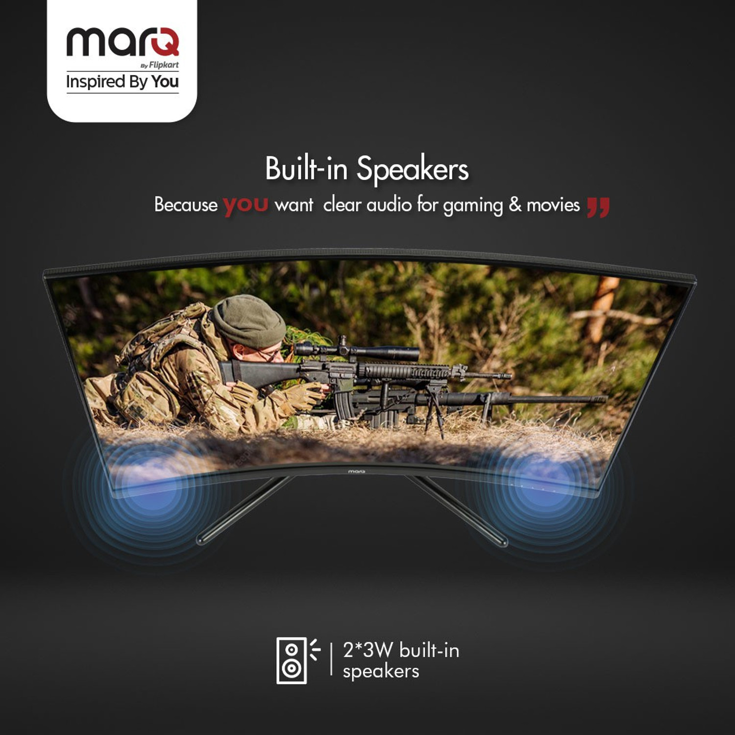 Image of MarQ by Flipkart 81.28 cm (32 inch) Curved Full HD LED Backlit VA Panel with 2 X 3W Inbuilt Speakers Gaming Monitor (32FHDMCQII1G)