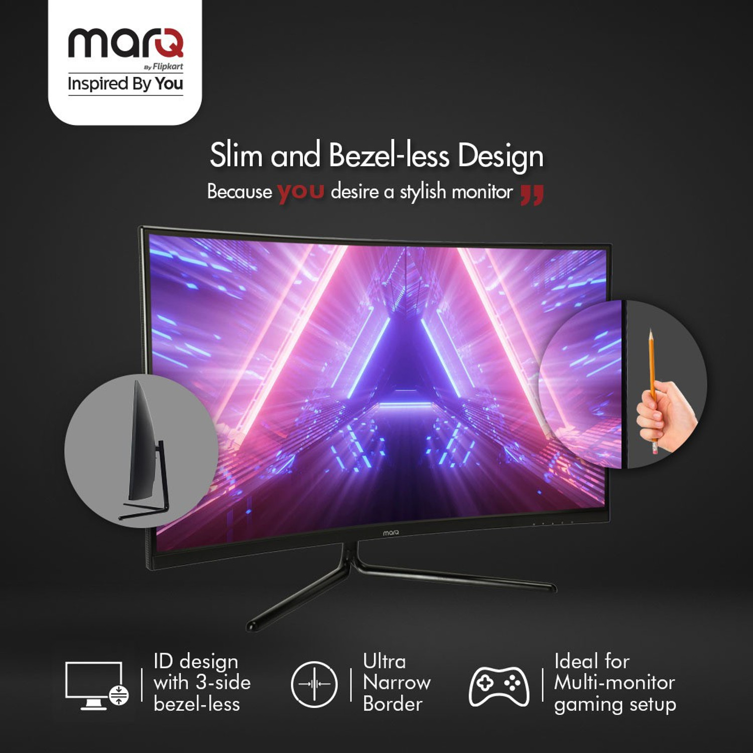 Image of MarQ by Flipkart 81.28 cm (32 inch) Curved Full HD LED Backlit VA Panel with 2 X 3W Inbuilt Speakers Gaming Monitor (32FHDMCQII1G)