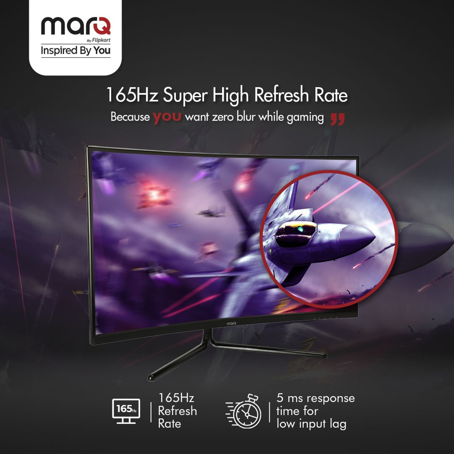 Image of MarQ by Flipkart 81.28 cm (32 inch) Curved Full HD LED Backlit VA Panel with 2 X 3W Inbuilt Speakers Gaming Monitor (32FHDMCQII1G)