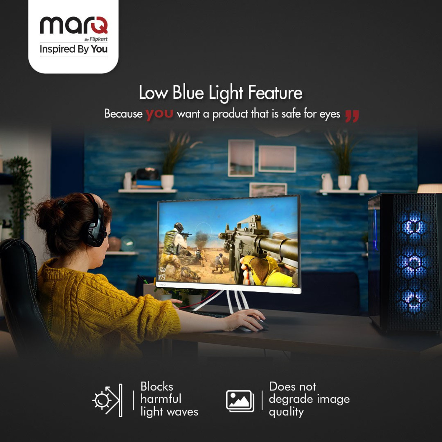 Image of MarQ by Flipkart 55.88 cm (22 inch) Full HD LED Backlit TN Panel Gaming Monitor (22FHDMTQII5G)