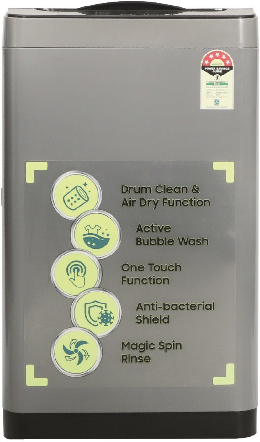 Image of Croma 7 kg Fully Automatic Top Load Washing Machine Black, Grey