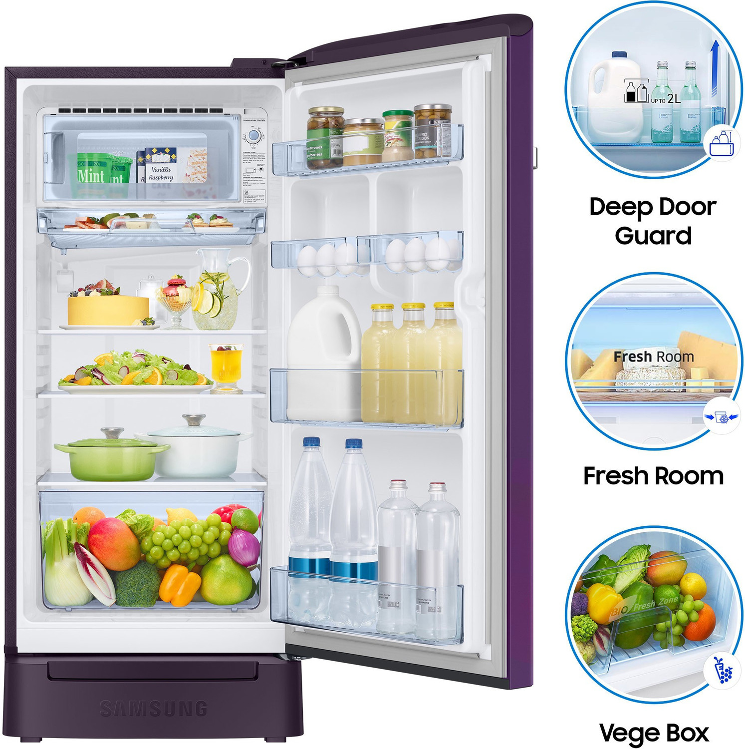 Image of Samsung 198 L Direct Cool Single Door 4 Star Refrigerator with Base Drawer
