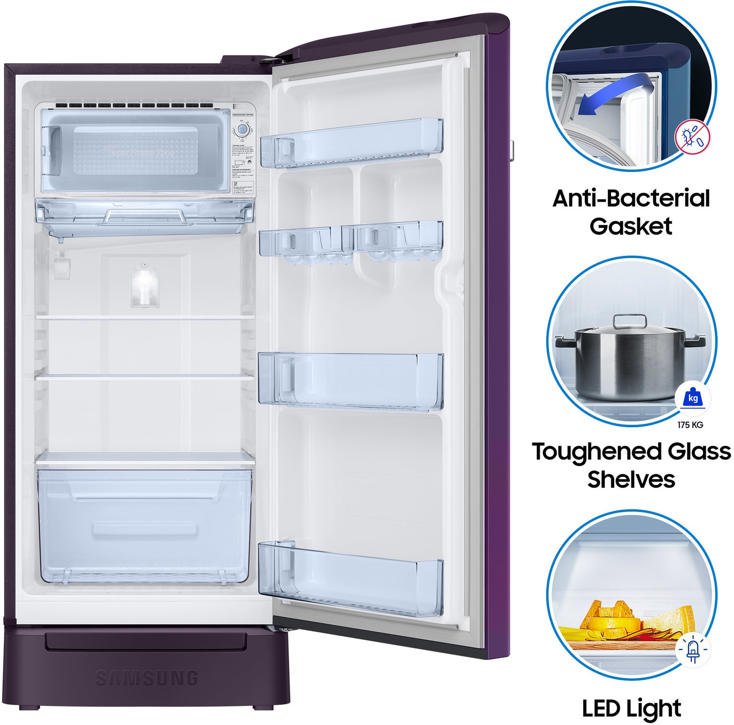 Image of Samsung 198 L Direct Cool Single Door 4 Star Refrigerator with Base Drawer