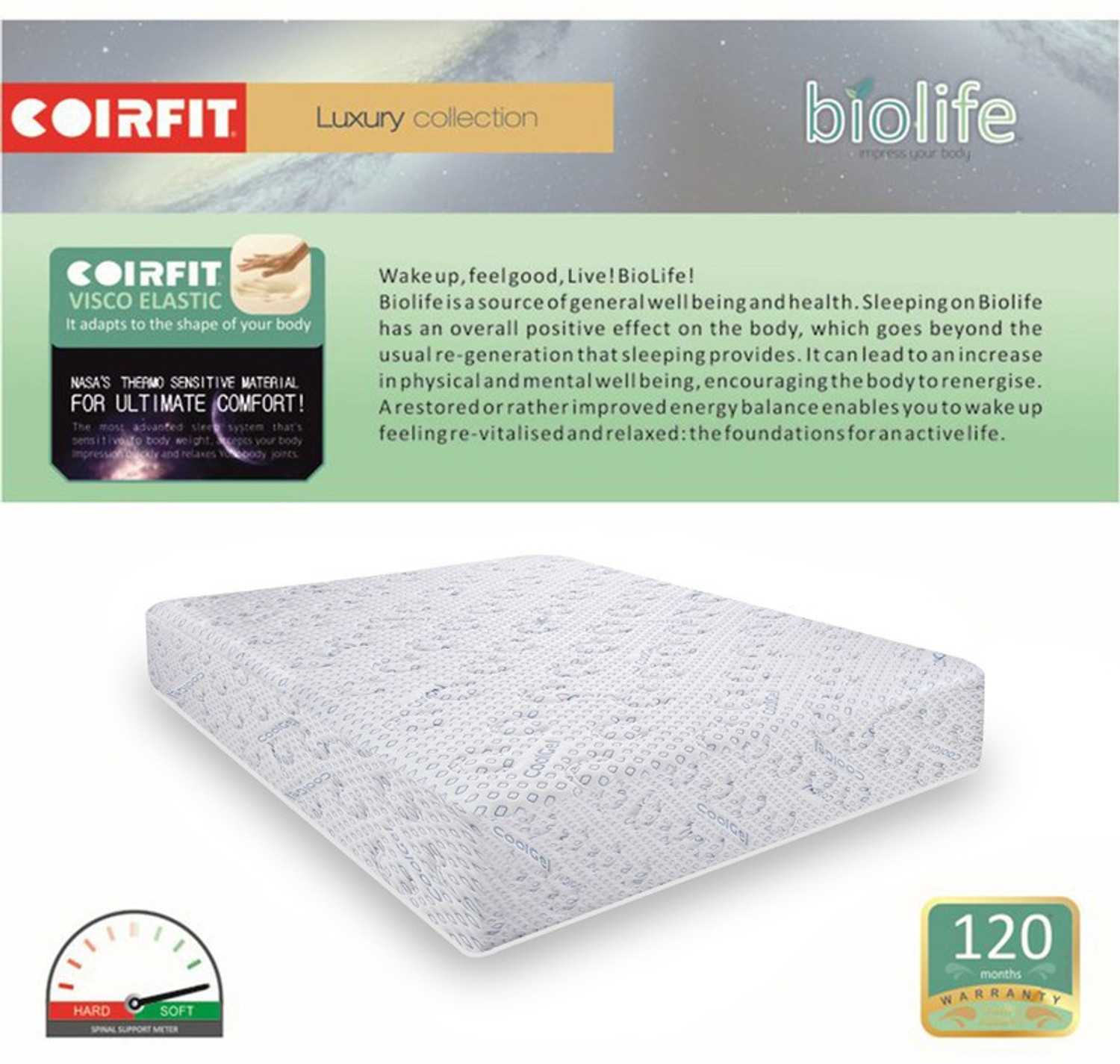 Image of COIRFIT Biolife Visco 8 inch Queen Memory Foam Mattress