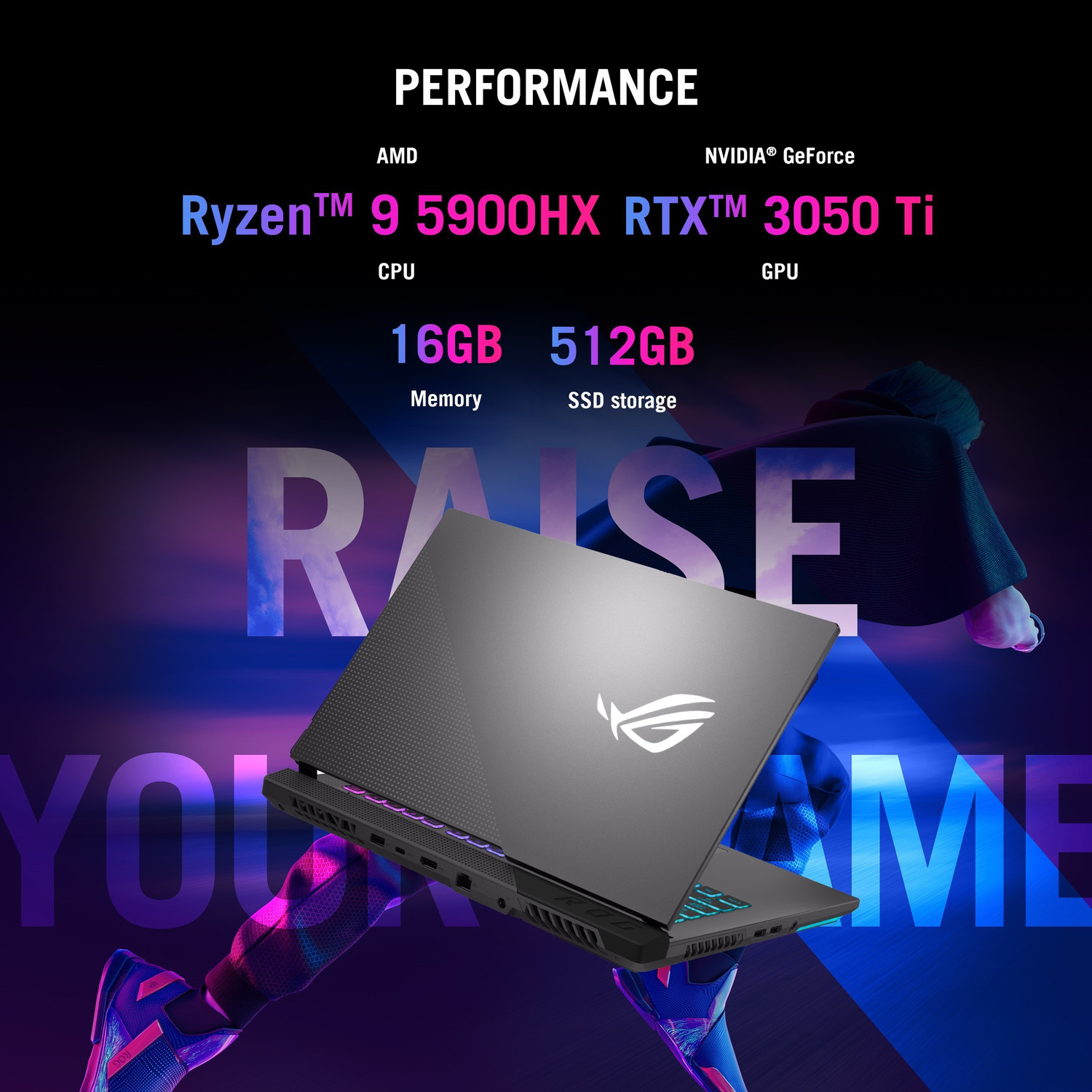 Image of ASUS ROG Strix G15 AMD Ryzen 9 Octa Core AMD R9-5900HX - (16 GB /512 GB SSD /Windows 10 Home /4 GB Graphics /NVIDIA GeForce RTX 3050 Ti /144 Hz) G513QE-HN166TS Gaming Laptop