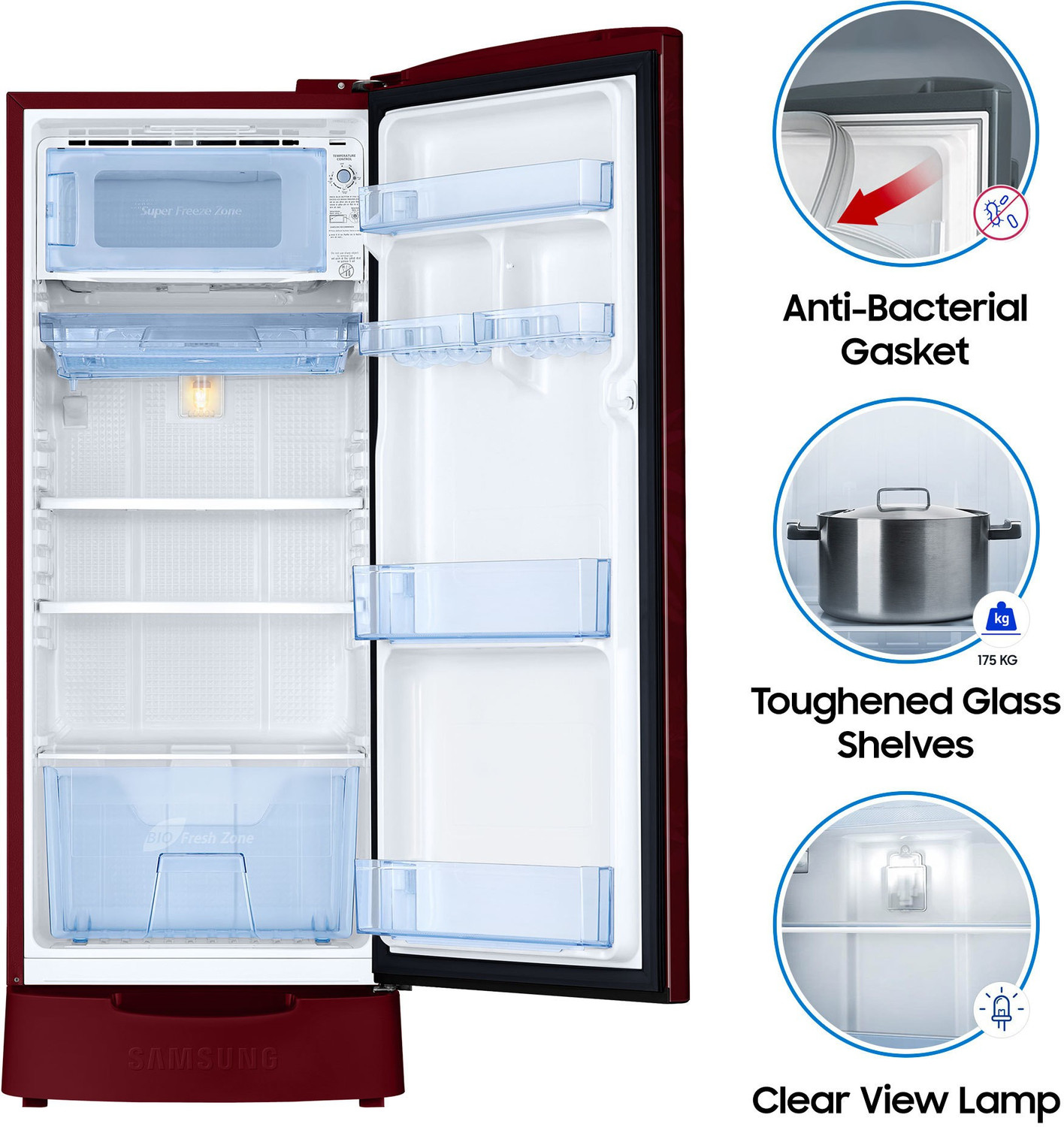 Image of Samsung 192 L Direct Cool Single Door 2 Star Refrigerator with Base Drawer