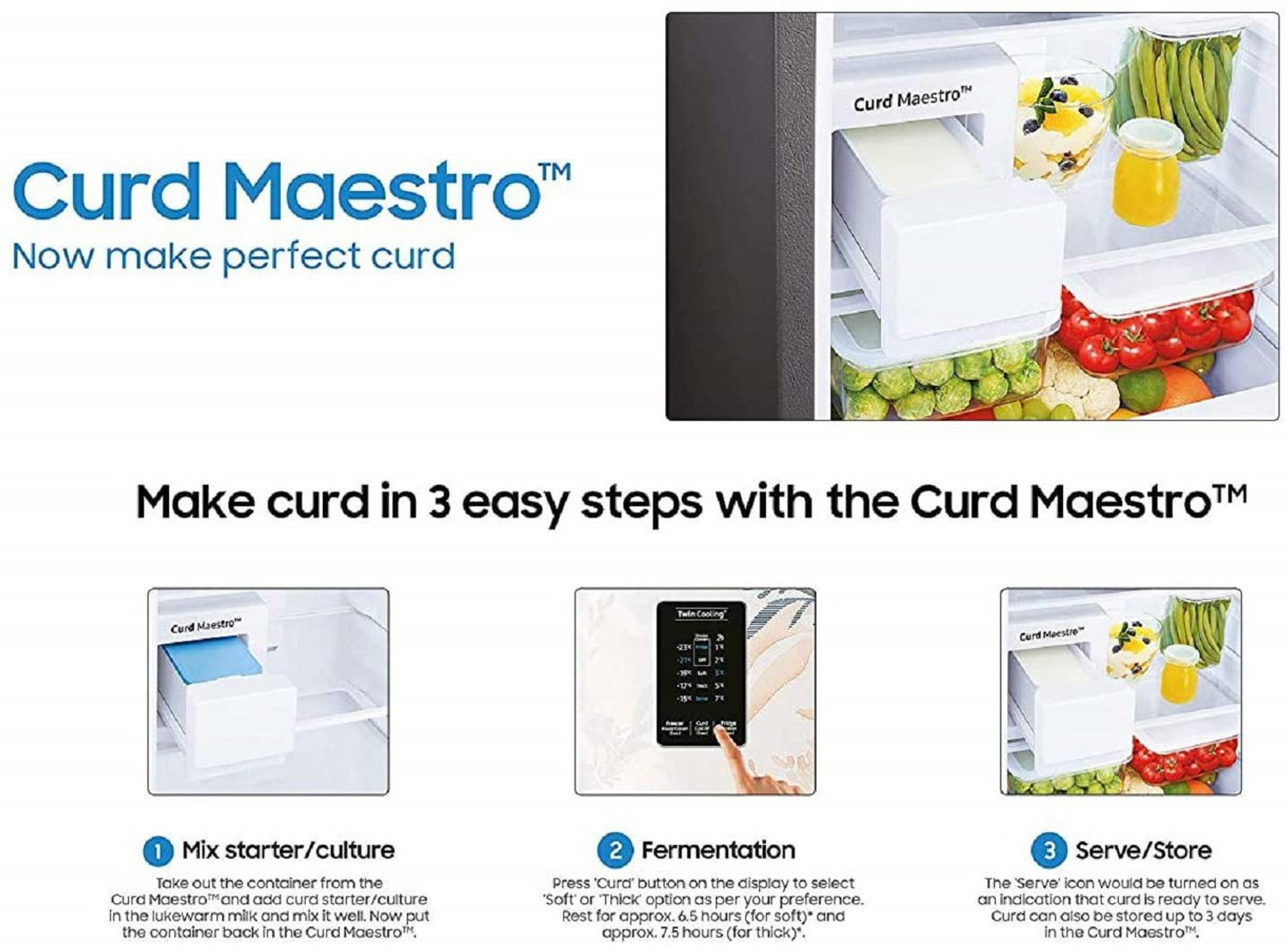 Image of Samsung 244 L Frost Free Double Door 3 Star Refrigerator with Curd Maestro