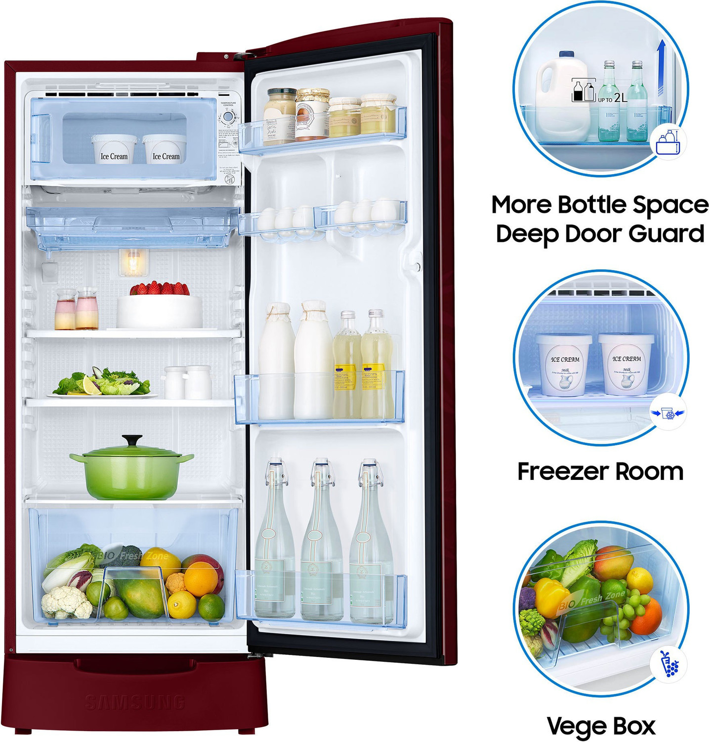 Image of Samsung 192 L Direct Cool Single Door 2 Star Refrigerator with Base Drawer