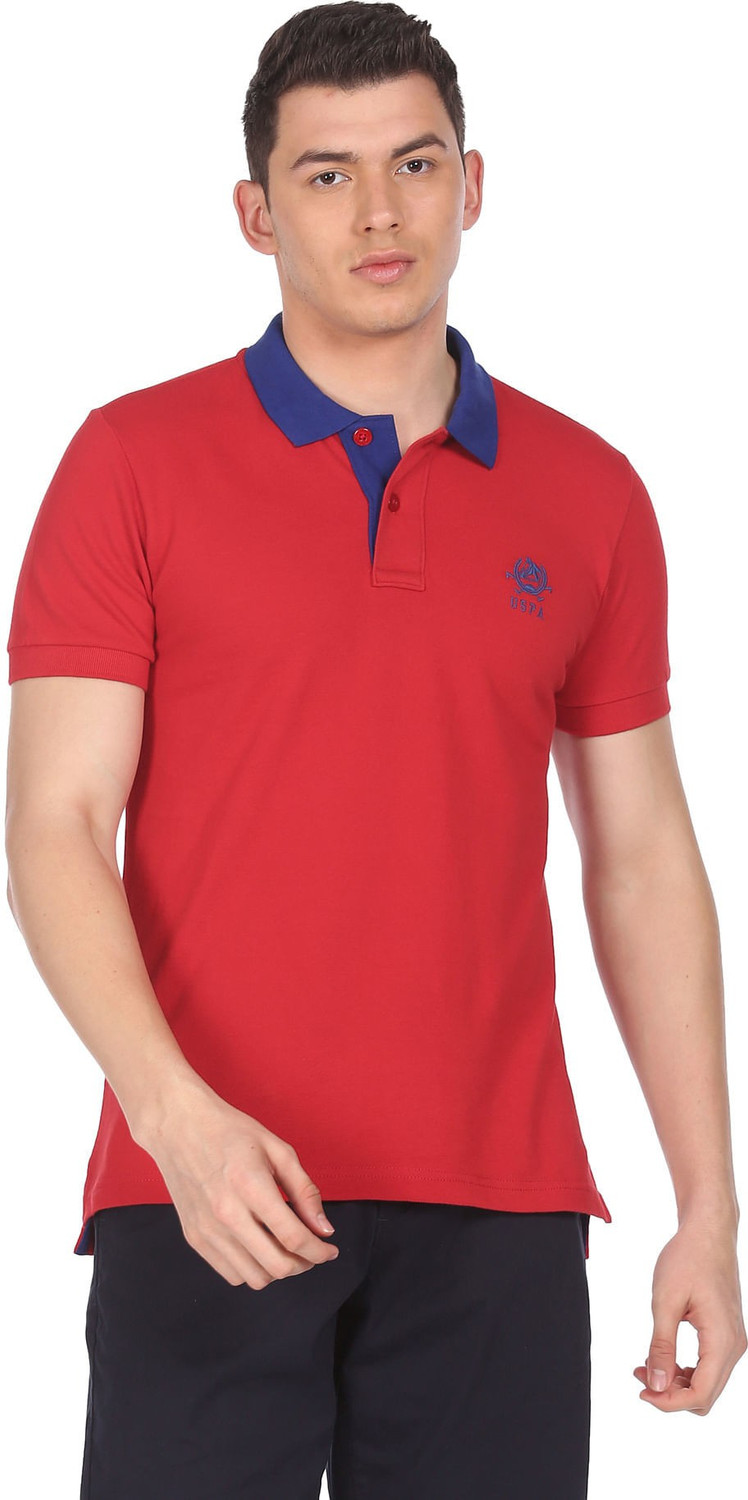 U.S. POLO ASSN. Solid Men Polo Neck Red T Shirt Price History