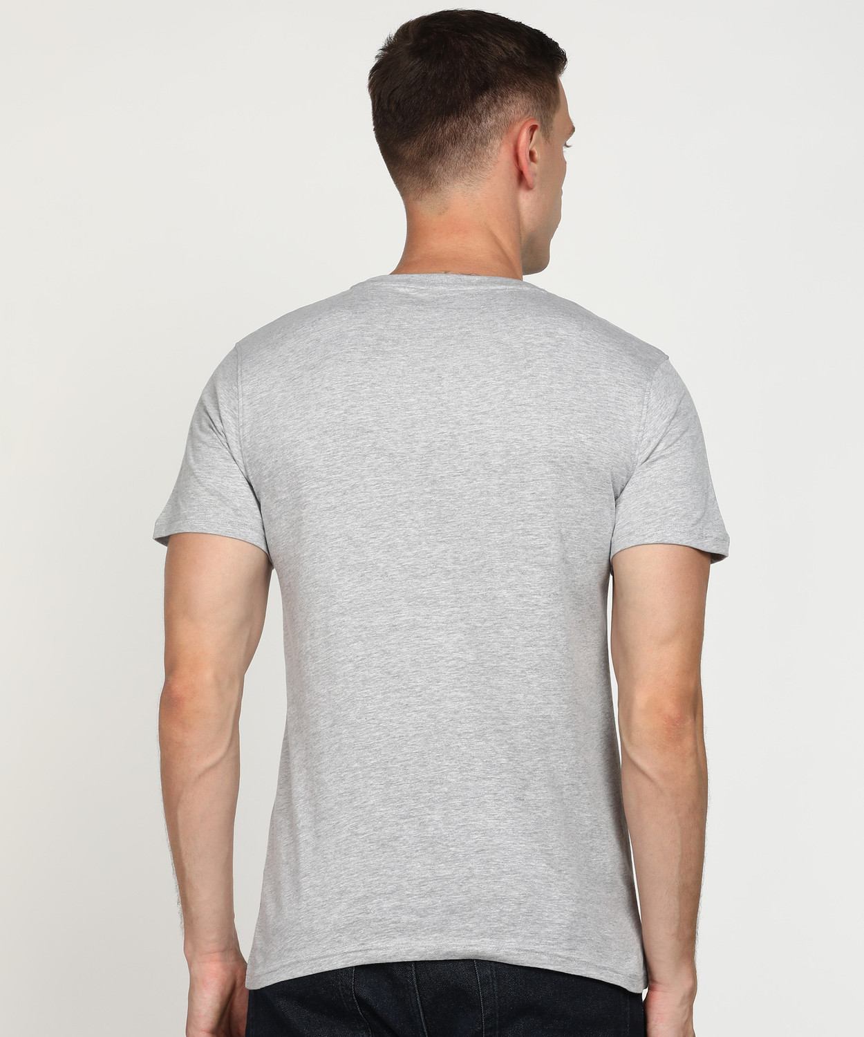 Image of Aditya Birla - abof Printed Men Round Neck Grey T-Shirt