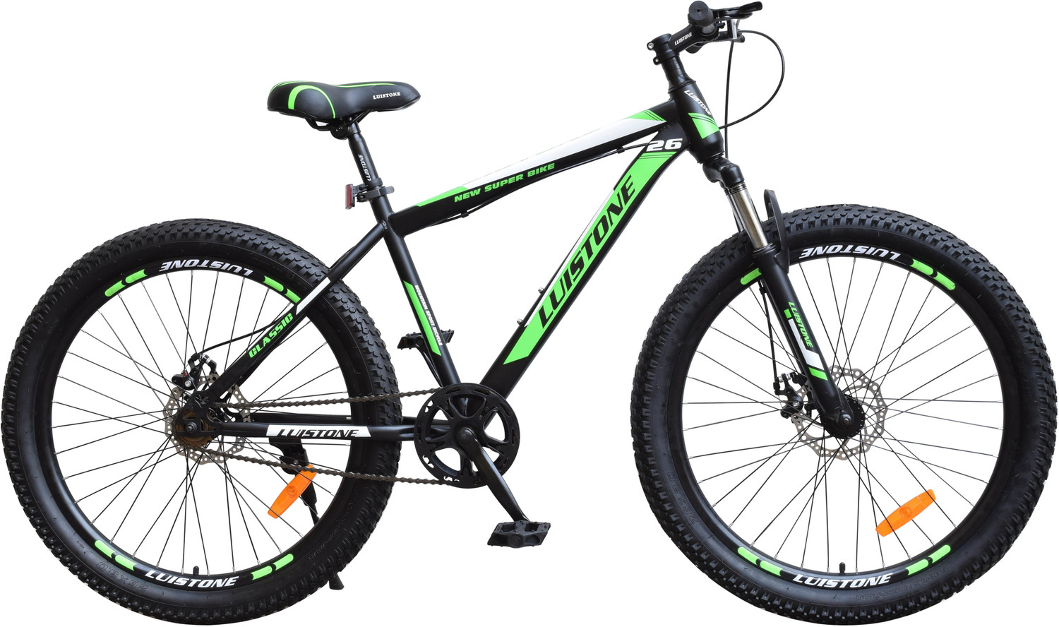T LUISTONE Semi Cycle for Men with Dual Disc Brake Front Suspension 26 T Fat Tyre Cycle Single Speed Black Green Only Front Suspension Price History