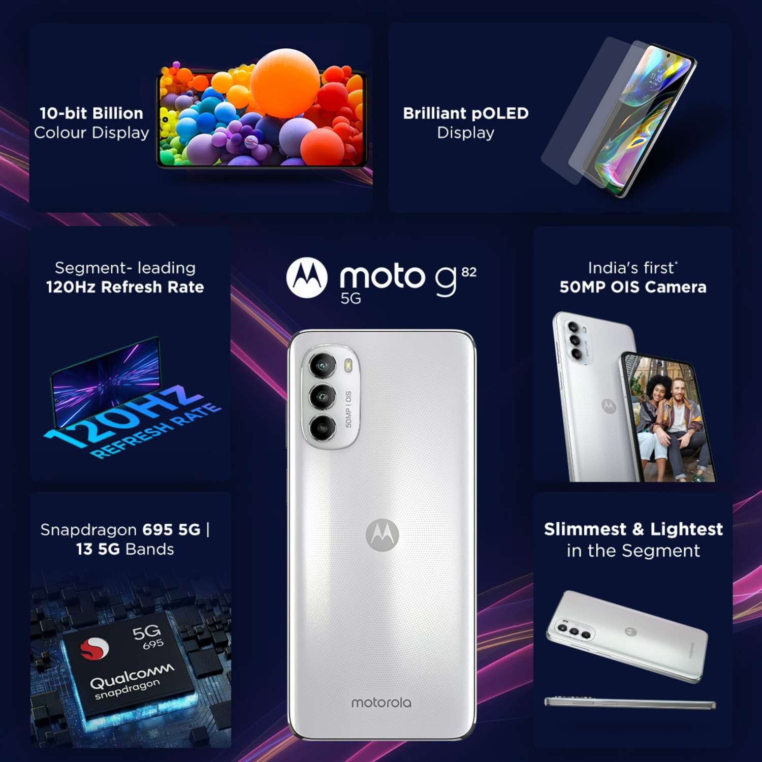 Image of MOTOROLA g82 5G(White Lily, 128 GB)