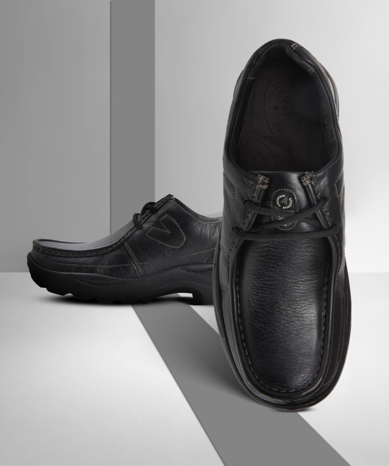 WOODLAND Leather Outdoor shoes For Men Black Price History