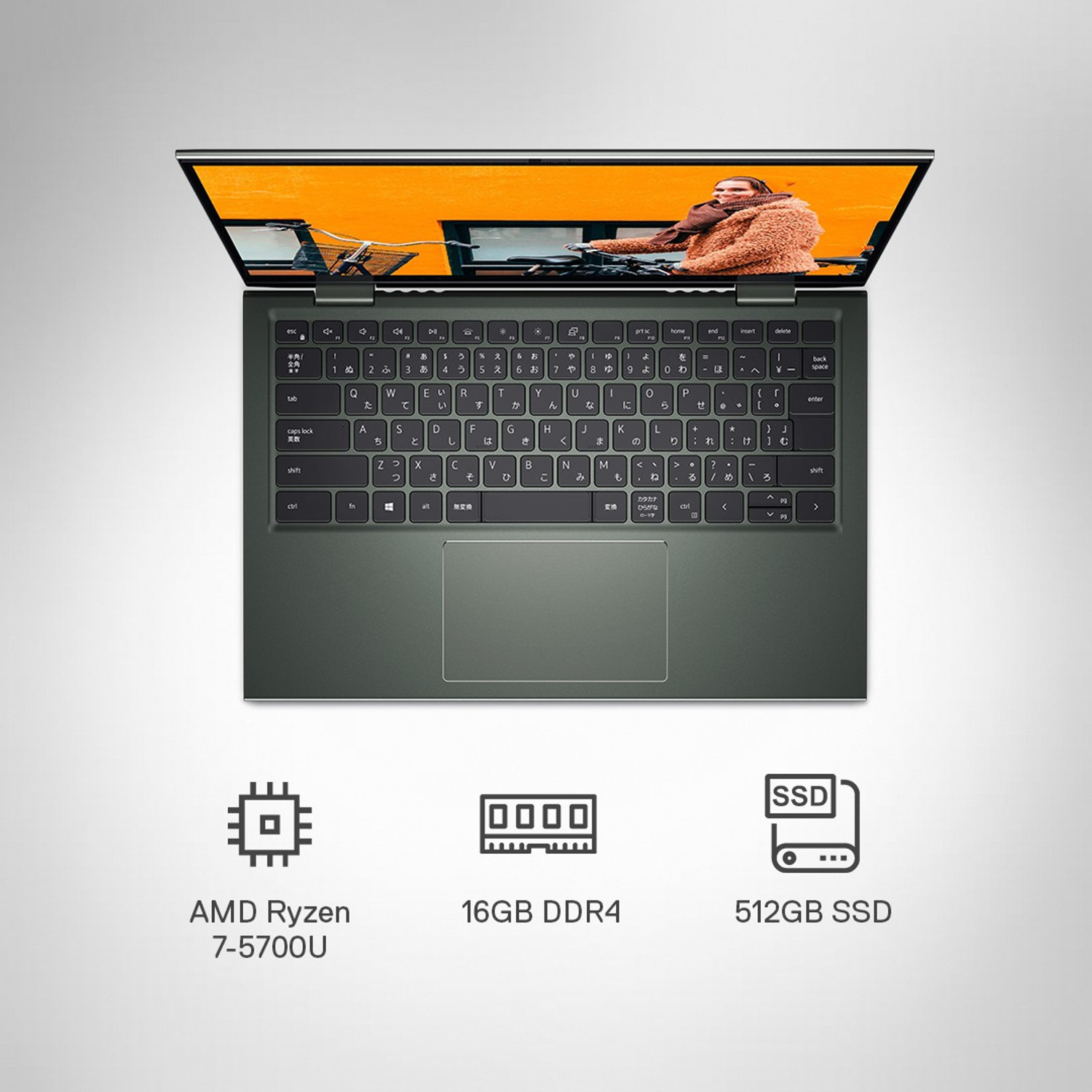 Image of DELL Inspiron AMD Ryzen 7 Octa Core 5700U - (16 GB /512 GB SSD /Windows 11 Home) Inspiron 7415 2 in 1 Laptop